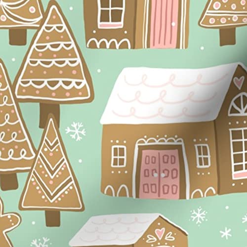Gingerbread Village House Christmas Holiday Cookie Fabric - Printed on Soft Minky Fabric for Sewing Baby Blankets, Quilt Backing & Plush Projects - Perfect for DIY Holiday Decorations & Cozy Home Crafts