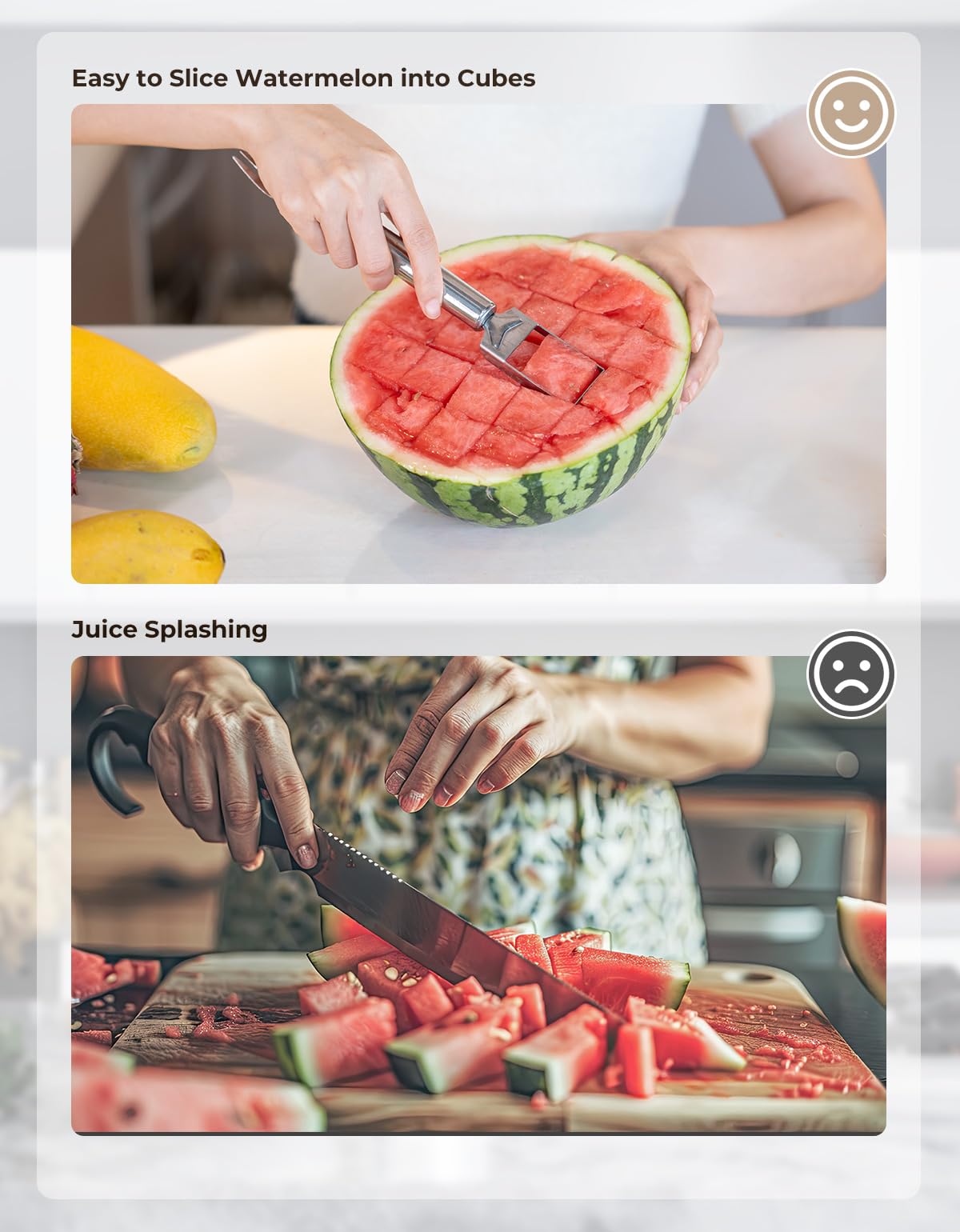 CripsTaste 2-in-1 Stainless Steel Watermelon Slicer & Fork - Durable Fruit Cutting Tool for Watermelons, Melons & Large Fruits - Perfect for Home Kitchen, Parties, Camping & Outdoor Picnics