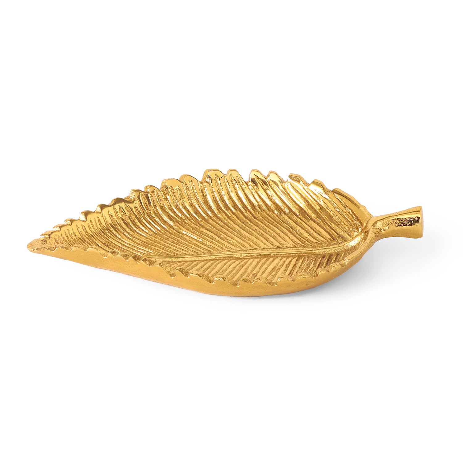 Pure Home & Living Gold Birch Leaf Shaped Serving Platter - Elegant Appetizer Tray for Parties, Weddings, and Holiday Entertaining