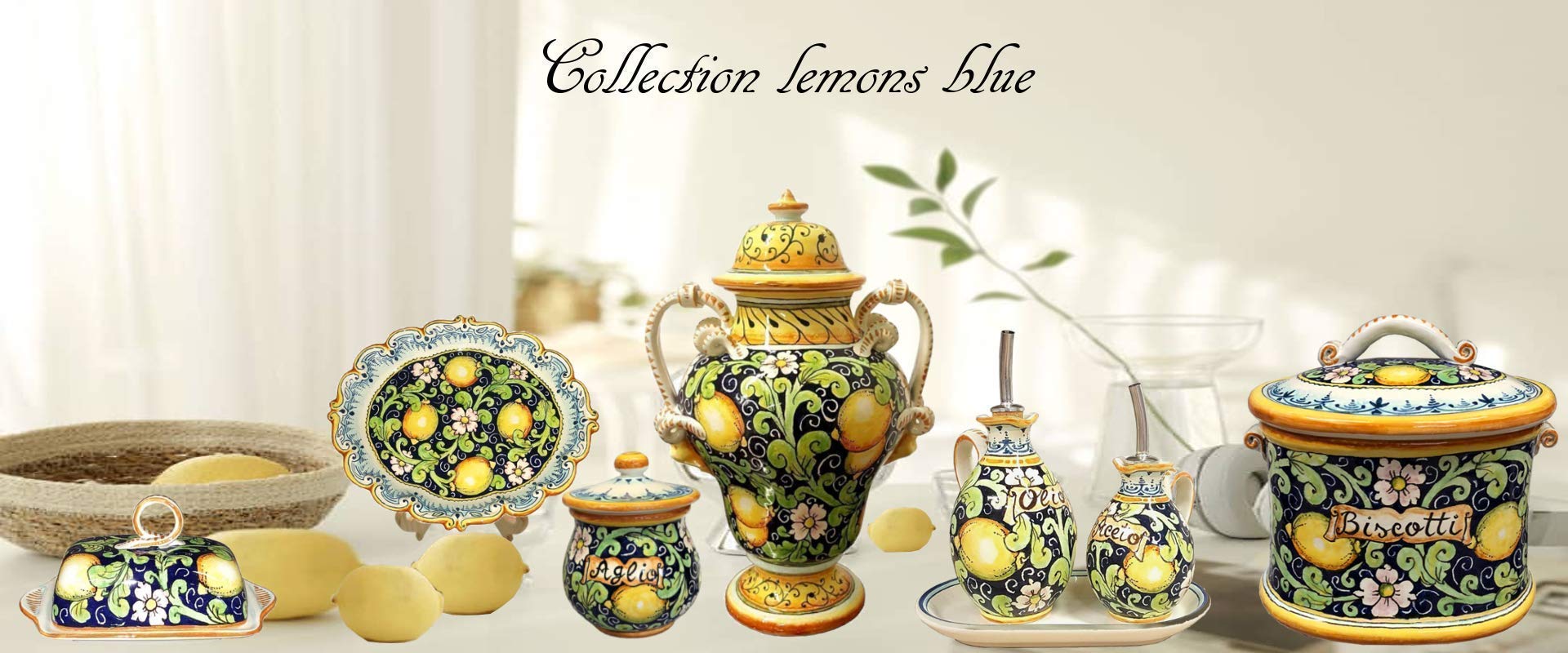Italian Ceramic Amphora Vase - Hand Painted Tuscan Lemon Decor Art Pottery from Italy | Elegant Home Decor, Wedding Centerpiece & Mediterranean Style Gift