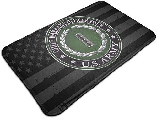 Non-Slip CW4 Chief Warrant Officer 4 Rank Insignia Doormat - Military Home Decor Bath & Kitchen Floor Mat for Entryway, Bathroom, Laundry Room