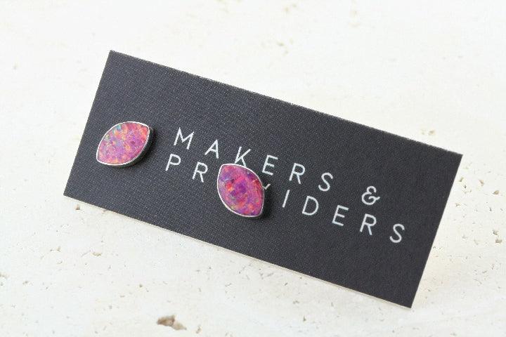 Opal Stud Earrings with Rose Seed Design - Perfect for Weddings, Parties & Everyday Elegance