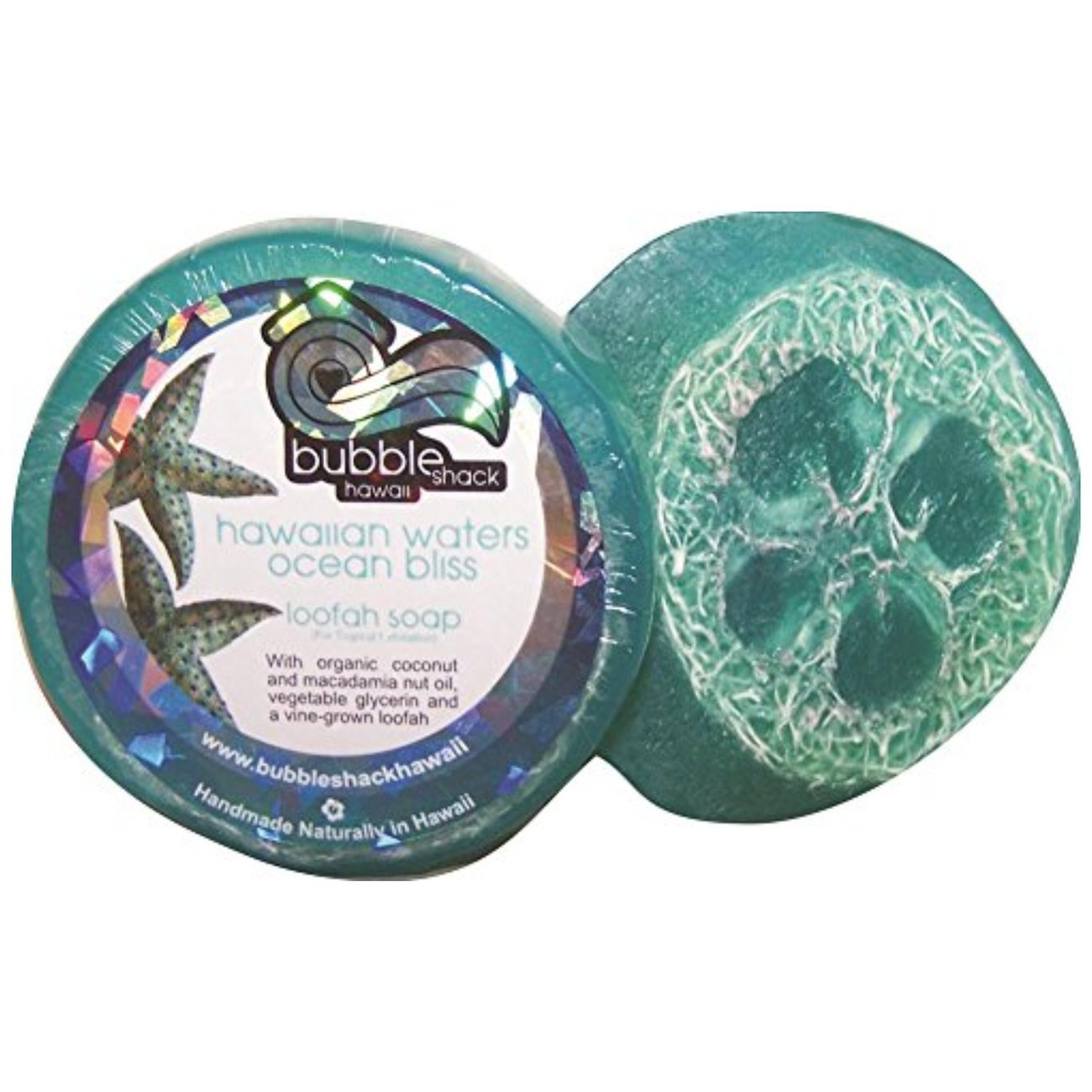 Hawaiian Bubble Shack Loofah Glycerin Soap - Ocean Bliss Scent, 4 Pack | Exfoliating & Moisturizing Body Wash for Spa, Shower & Gift