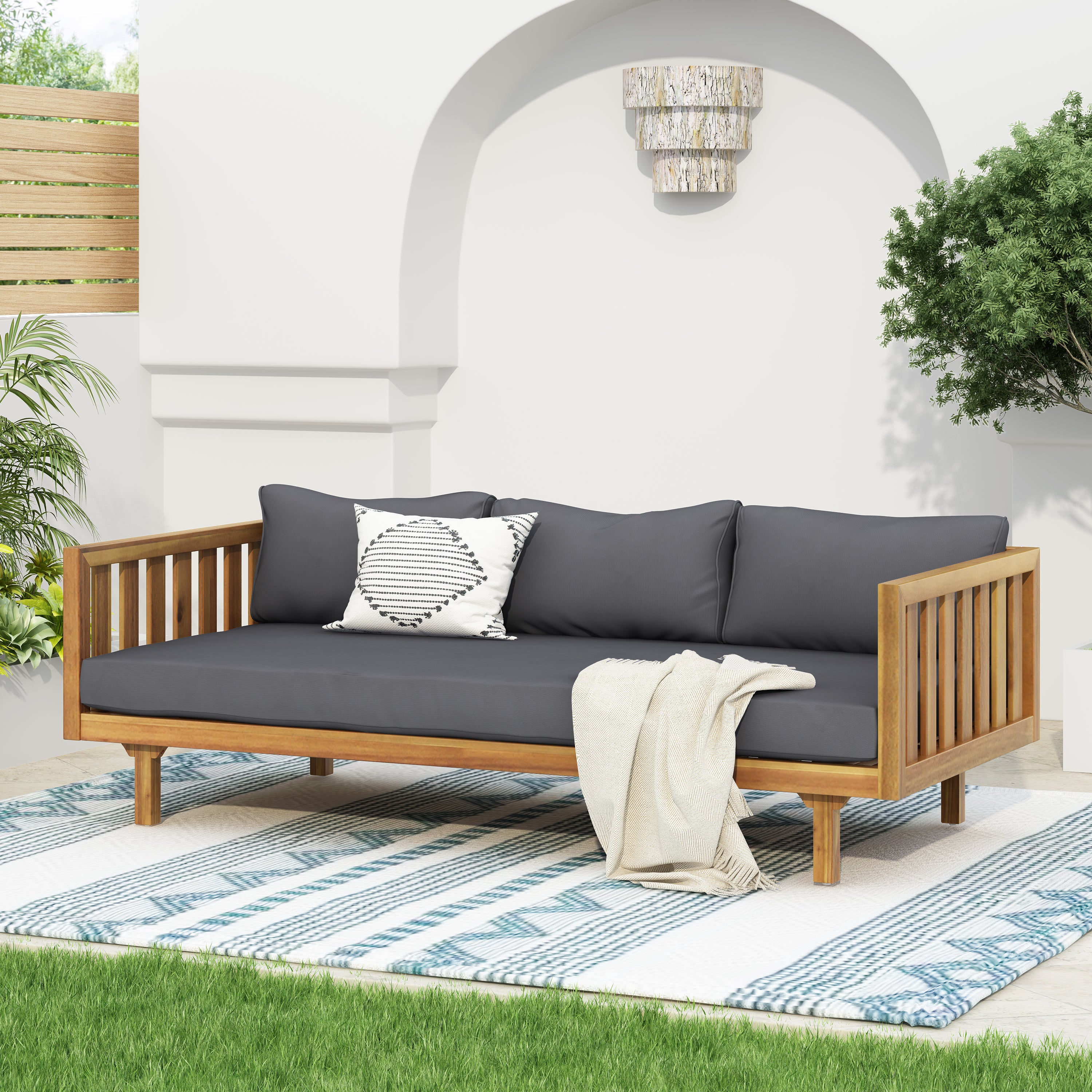 CLAREMONT 3-Seater Daybed in Dark Gray - Modern Sofa Bed for Living Room, Guest Room & Small Spaces
