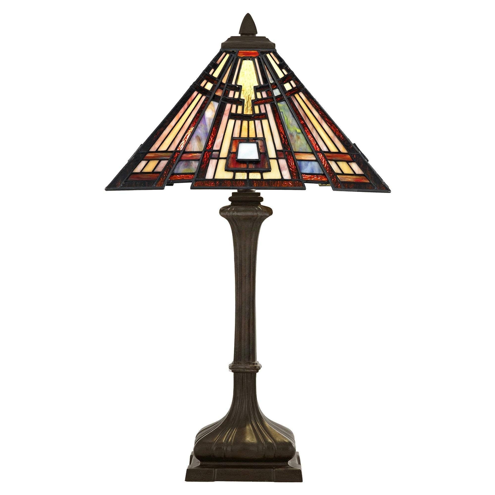 Quoizel Tiffany Classic Stained Glass Table Lamp - Vintage Style Home Decor for Living Room, Bedroom & Office