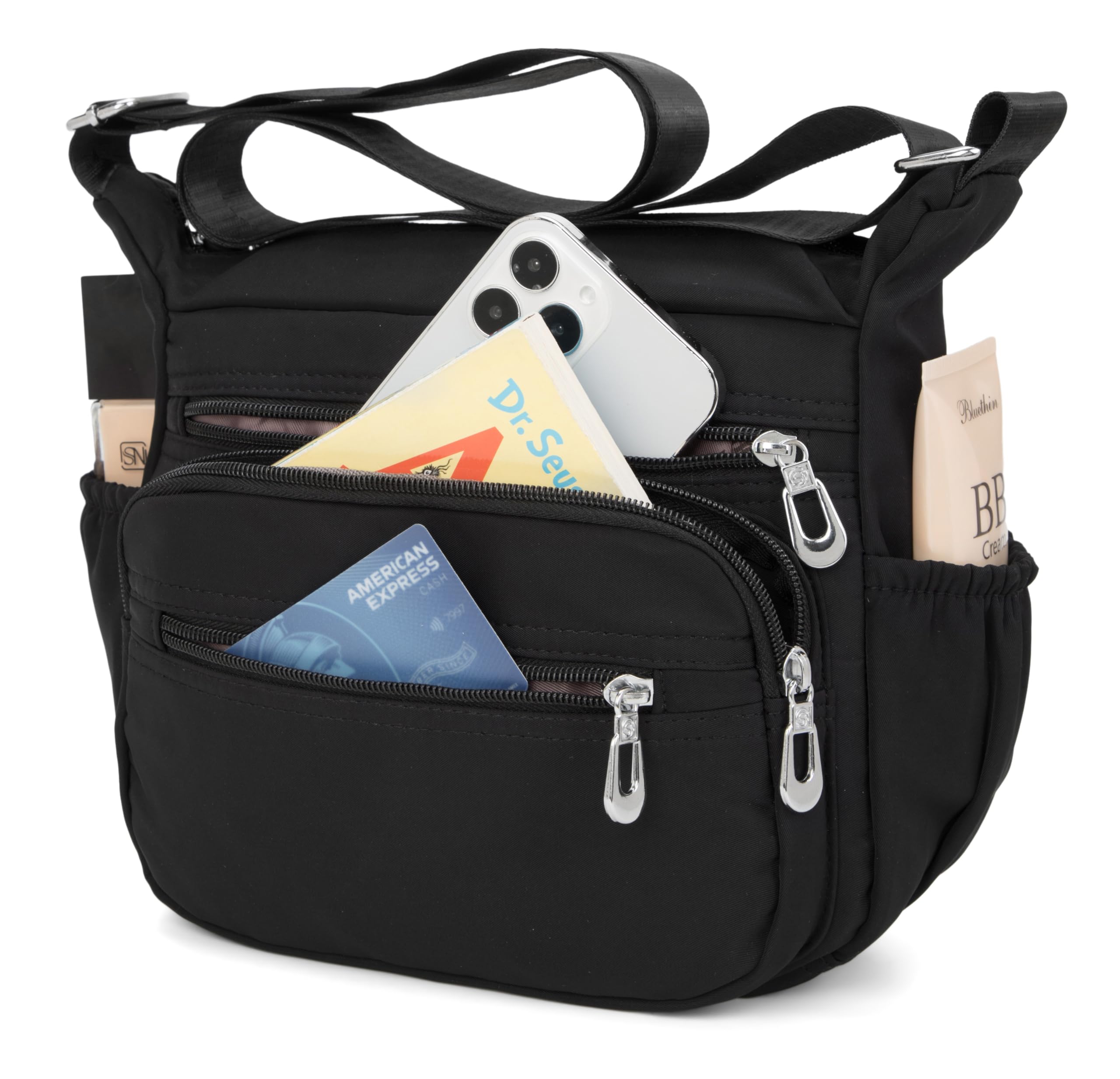 Stylish Nylon Floral Crossbody Bag for Women - Multi-Pocket Shoulder Purse with Adjustable Strap, Perfect for Travel, Shopping & Daily Use