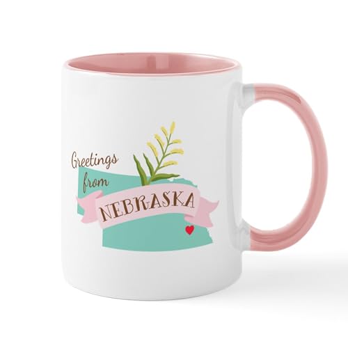 White/Pink Inside - Nebraska State Outline Goldenrod Flower Greetings
