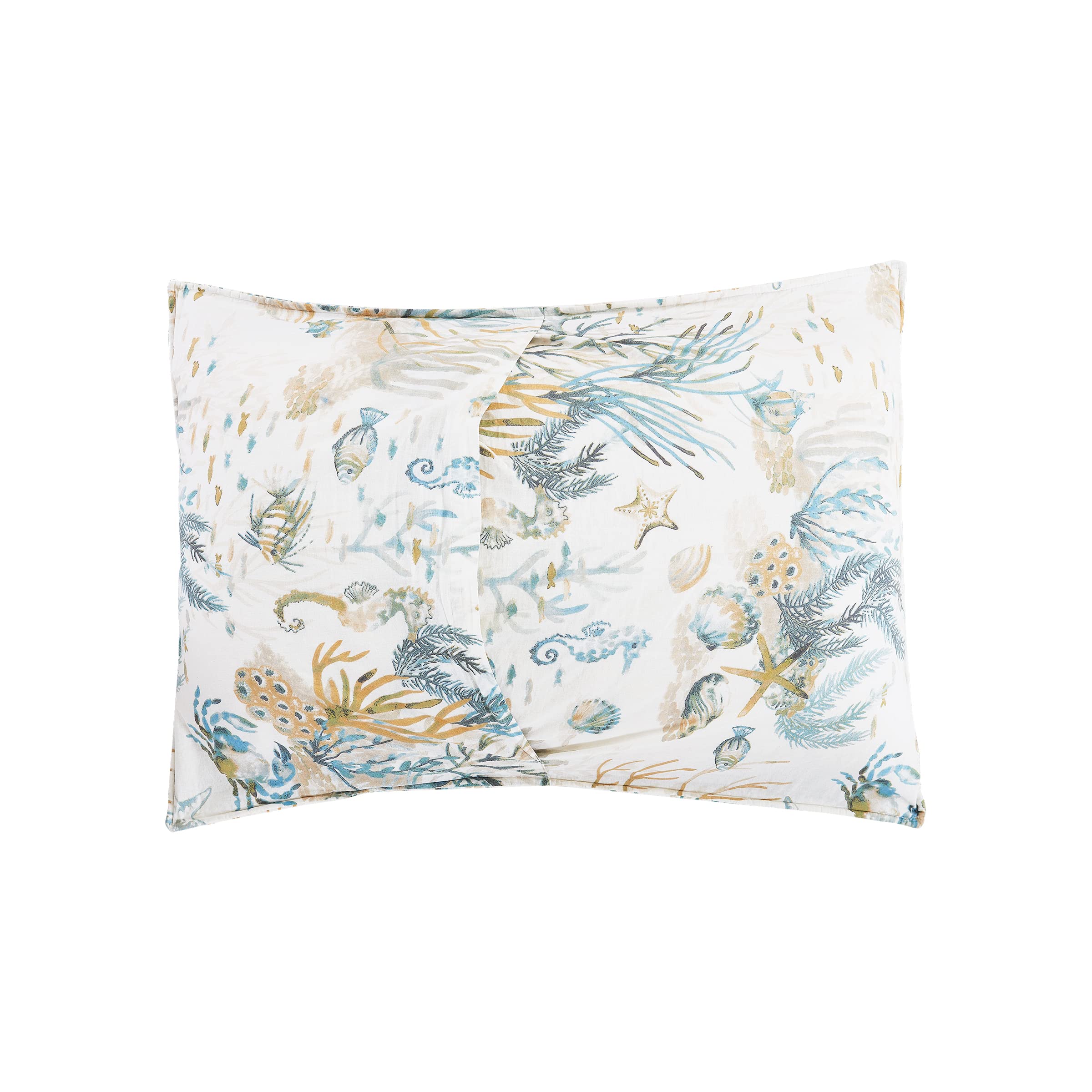 C&F Home Cerulean Shores 3-Piece Coastal Bedding Set - Reversible Seashells, Fish, Crab & Starfish Pattern Quilt Set | Full/Queen Size | Machine Washable Cotton | Perfect for Beach House, Nautical Theme Bedroom & Coastal Decor