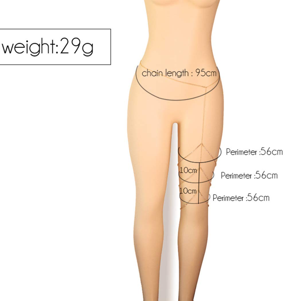 Yienate Boho Leg Chain - Personalized Rhinestone Thigh Chain Body Jewelry for Women (Silver) | Perfect for Music Festivals, Beach Parties & Boho Style Outfits