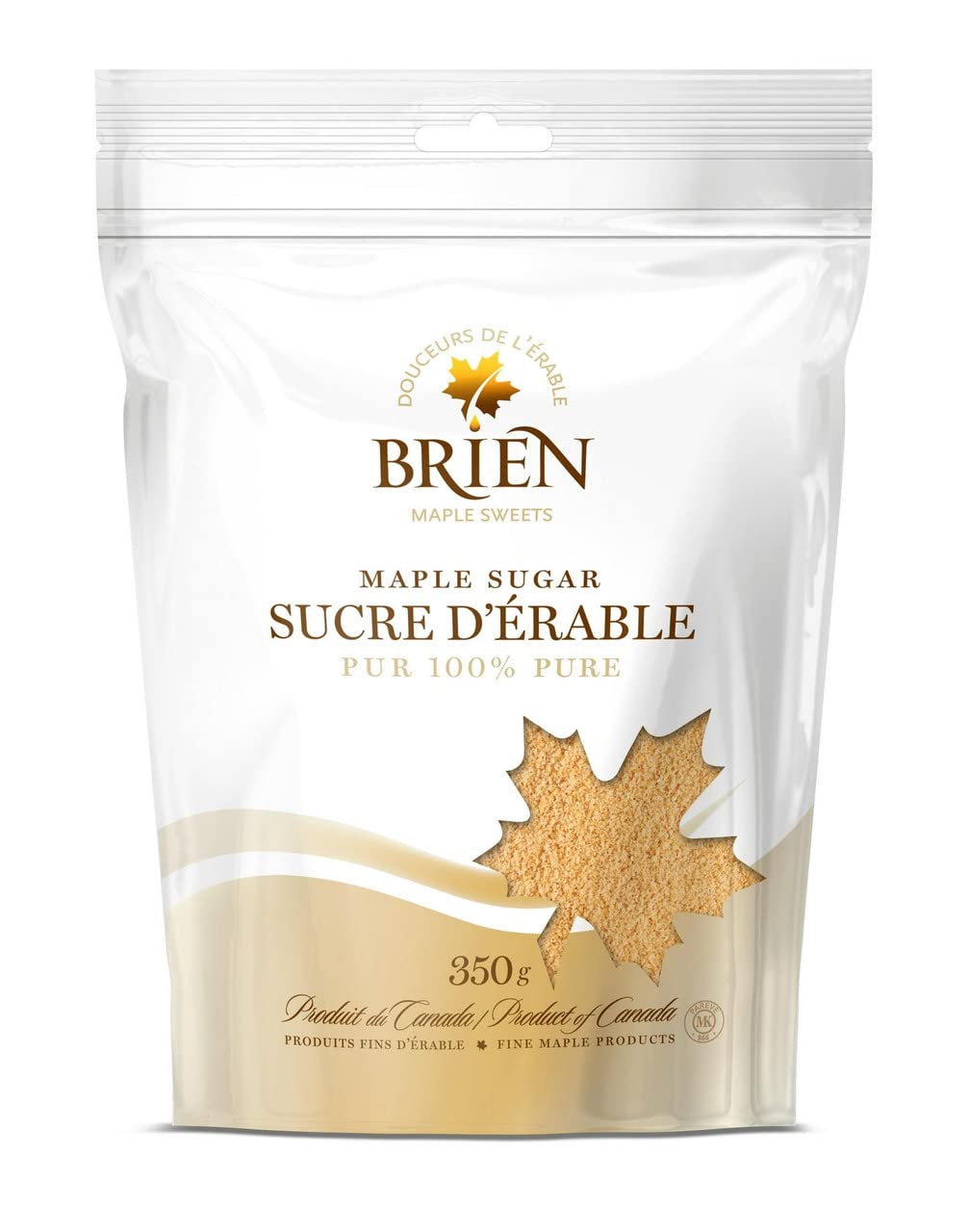 Brien Pure Maple Sugar - Natural Granulated Sweetener | Vegan, Paleo Friendly, Dairy-Free | Grade A Maple Syrup | 12.3 Oz - Perfect for Baking, Coffee, Tea & Healthy Recipes