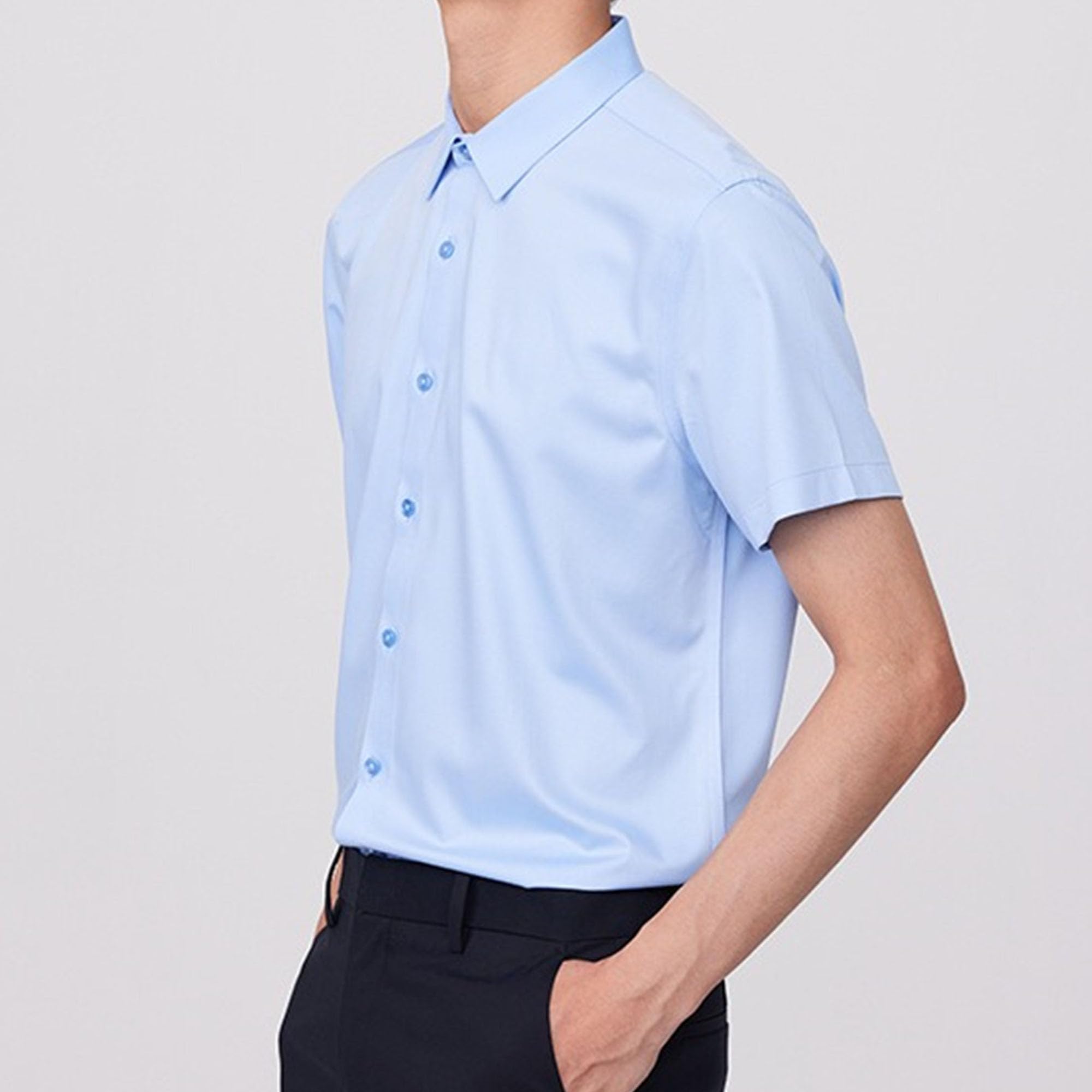 Premium Slim Fit Stretch Short Sleeve Dress Shirts for Men - Business Casual & Formal Button Down Shirt | Office Wear, Wedding Attire & Special Occasions