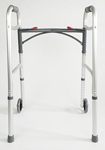Lightweight Folding Walker with Wheels - Adjustable Height Mobility Aid for Seniors & Adults - Indoor/Outdoor Use for Stability & Support