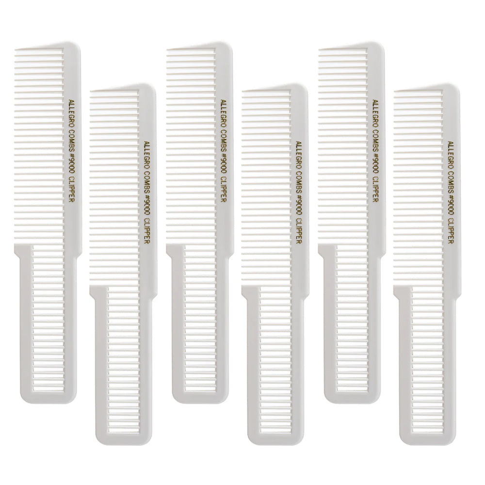Allegro Combs #9000 Professional Hair Clipper Combs - 6-Piece Set for Blending, Flat Top, and Fading | Perfect for Barbers, Stylists & Home Haircuts
