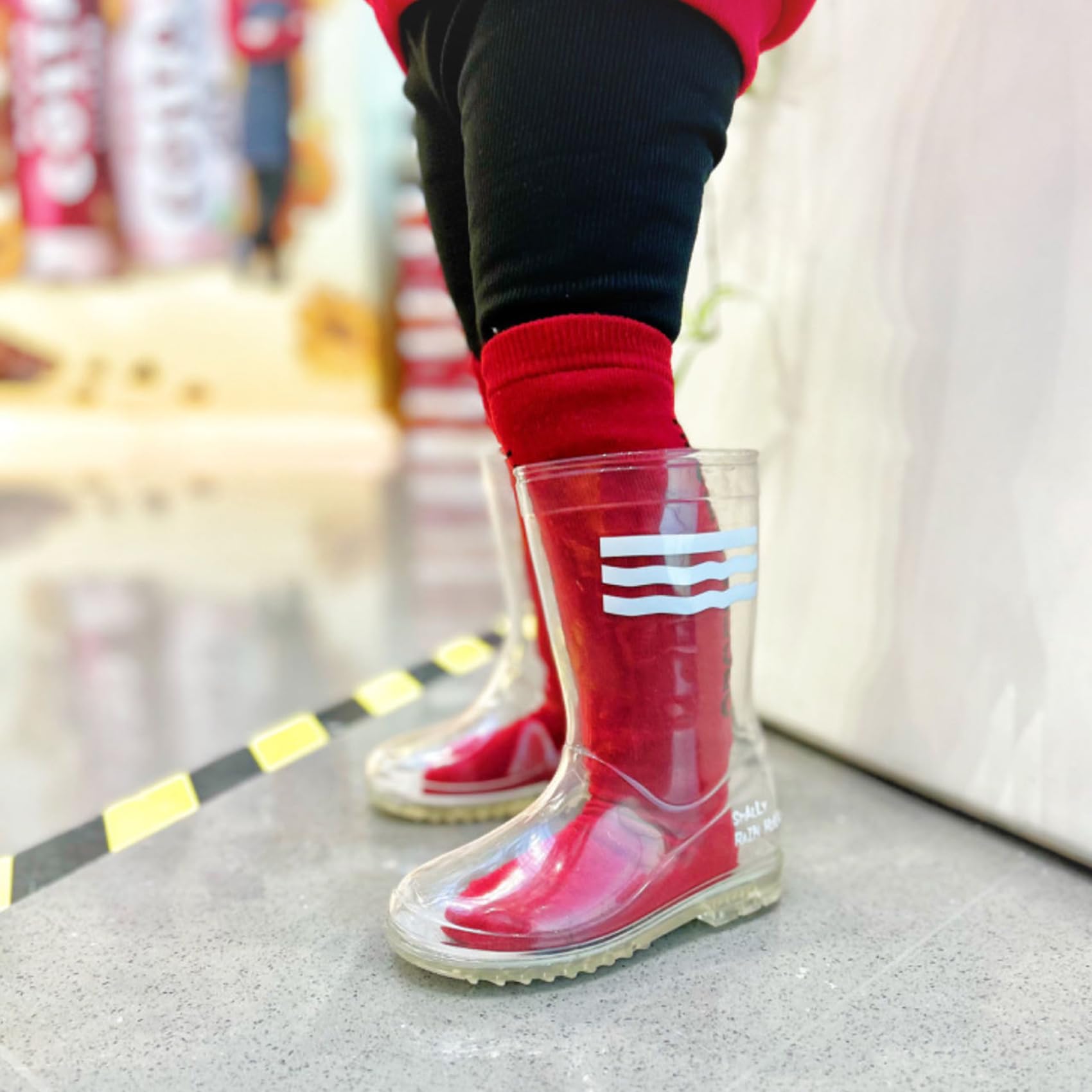 Yamerbo Waterproof Clear Rain Boots for Toddler Kids - Cute Transparent Rubber Rain Boots for Girls & Boys - Perfect for Outdoor Play, Puddle Jumping & Rainy Day Adventures