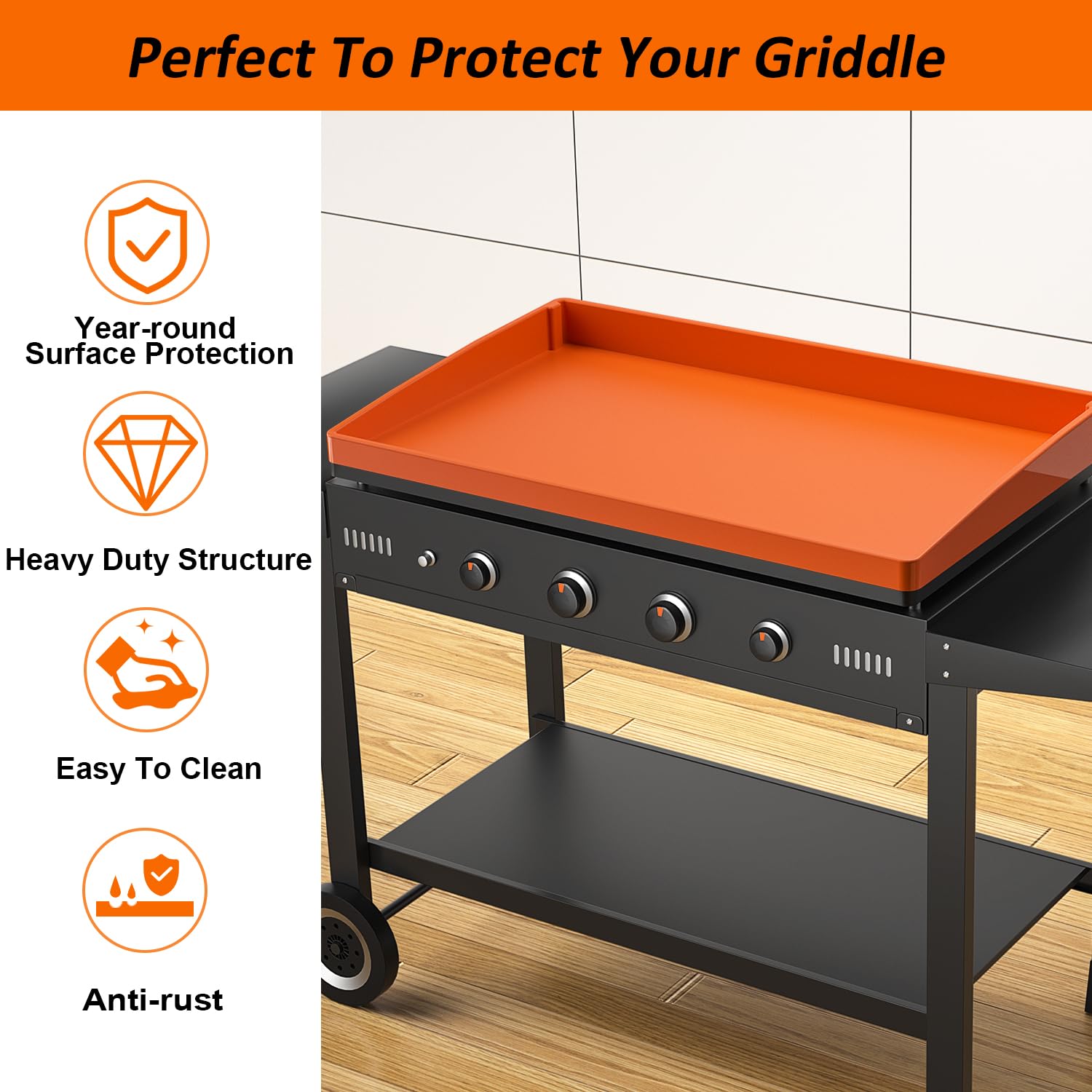 Upgraded 36-Inch Silicone Grill Cover for Blackstone Griddle & Weber BBQ - Full-Edge Protection Against Rodents, Insects, Debris & Rust - Durable Outdoor Cooking Mat for Patio, Backyard & Camping