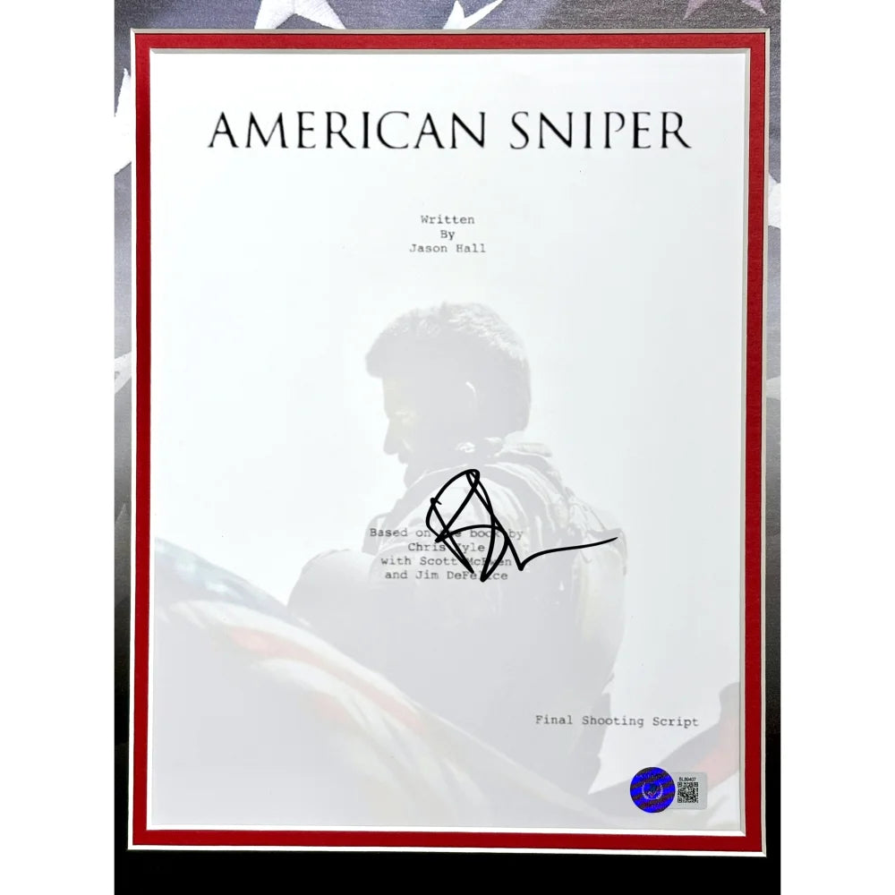 Bradley Cooper Autographed American Sniper Movie Script - Framed Memorabilia with COA & Photo - Perfect for Movie Fans, Collectors & Home Theater Decor