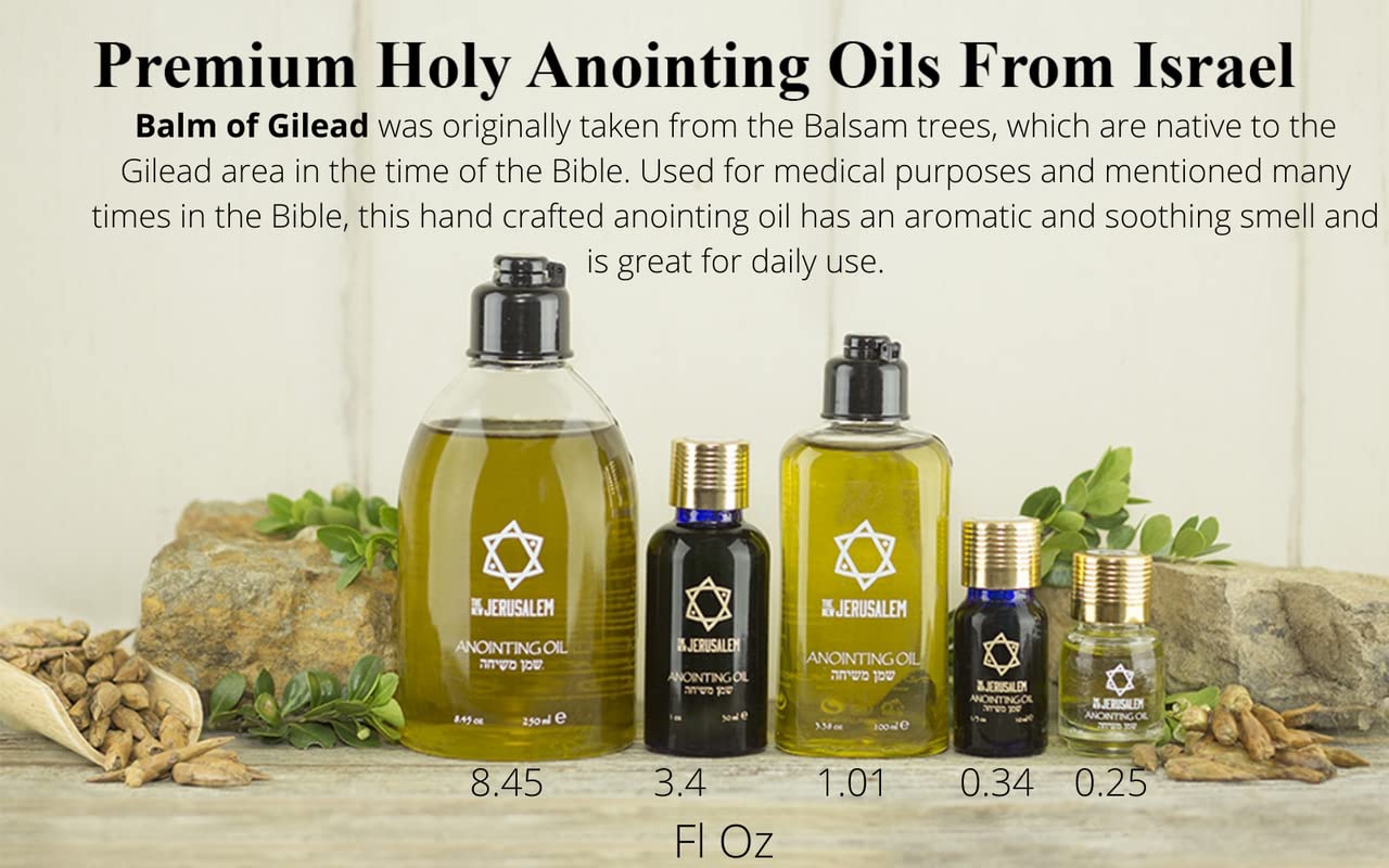 Balm of Gilead Anointing Oil from Israel - Holy Spiritual Oil Bottle from Jerusalem, Handmade with Natural Ingredients, Blessed for Wedding Ceremony & Religious Use (8.45 Fl Oz) - Perfect for Prayer, Worship, and Spiritual Healing