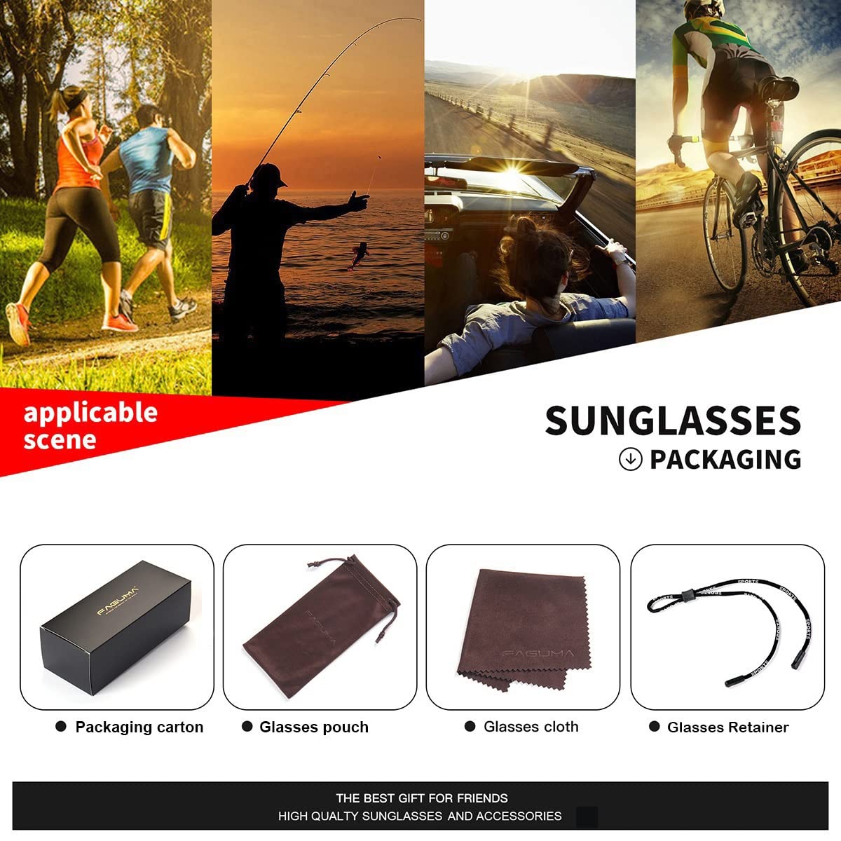 FAGUMA Polarized Sports Sunglasses for Men - UV400 Protection for Cycling, Driving & Fishing - Lightweight Comfort for Outdoor Adventures