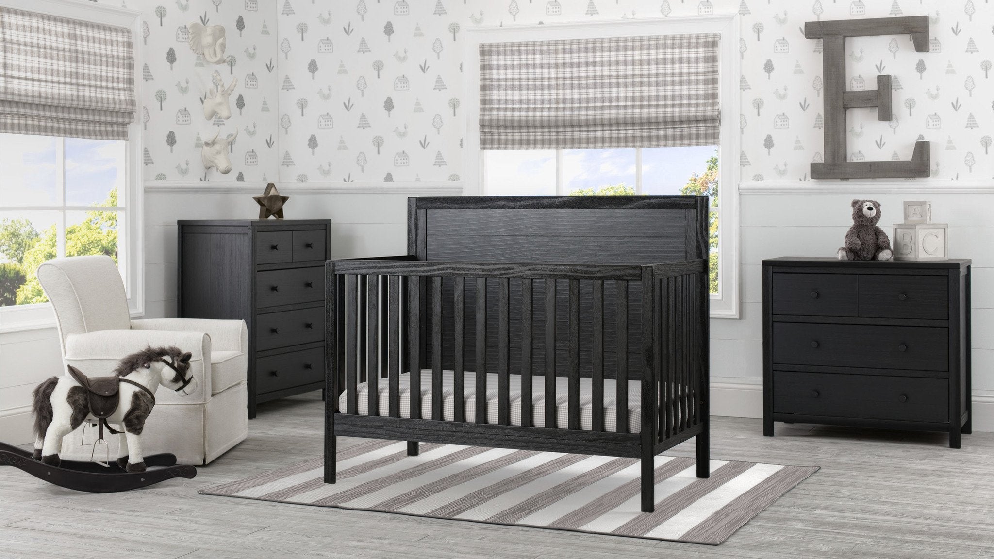 Cambridge 4-in-1 Convertible Baby Crib - Toddler Bed & Daybed with Mattress - Nursery Furniture for Boys & Girls - Perfect for Bedrooms, Daycare & Guest Rooms