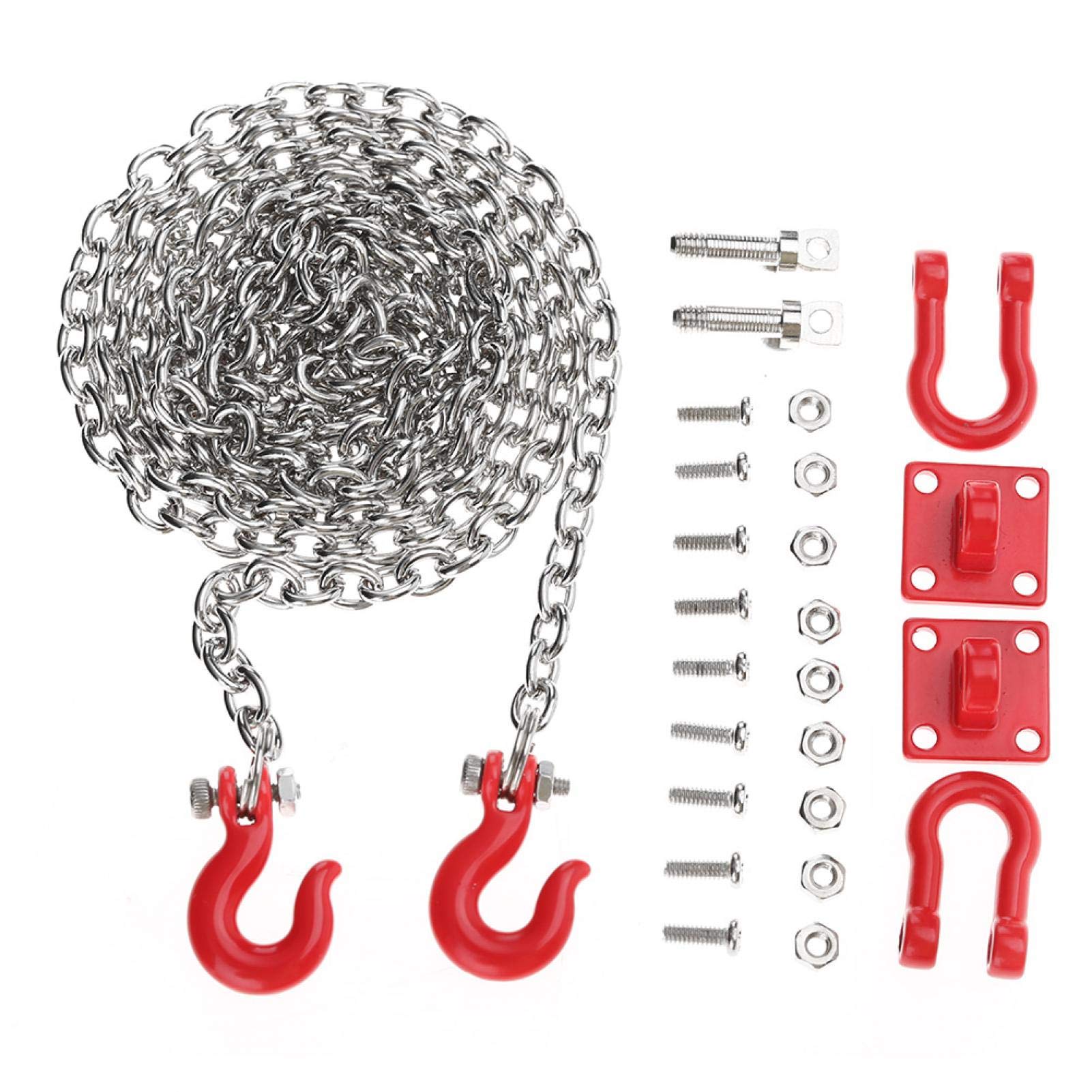 1/10 Scale RC Tow Hook & Tow Chain - Heavy Duty Trailer Accessories for RC Cars, Crawler Trucks - Perfect for Off-Road Recovery & Towing Scenarios