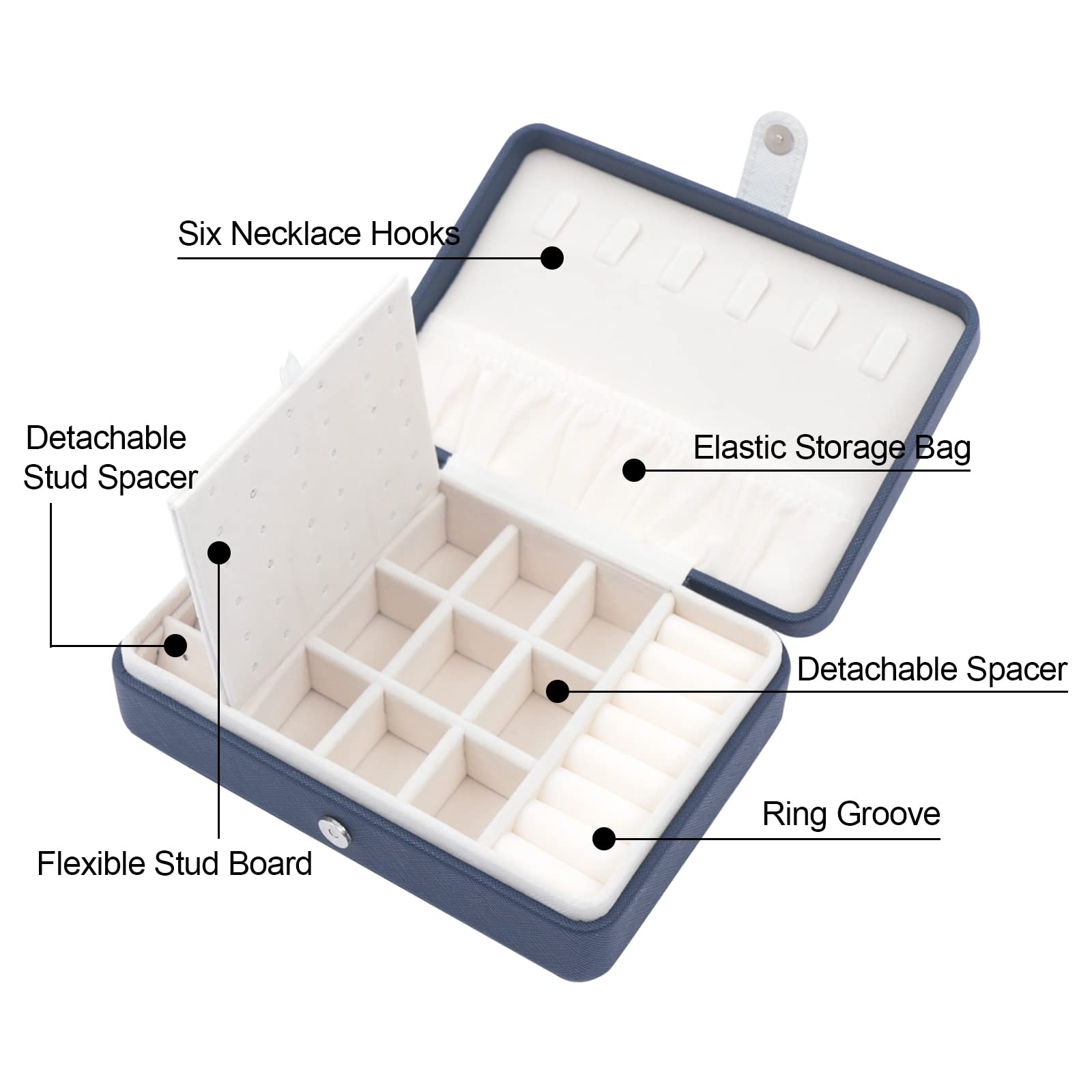 Premium PU Leather Jewelry Box Organizer - Earring & Necklace Display Case with Travel Storage | Perfect for Home Vanity, Gift Presentation & Travel Accessories Organization