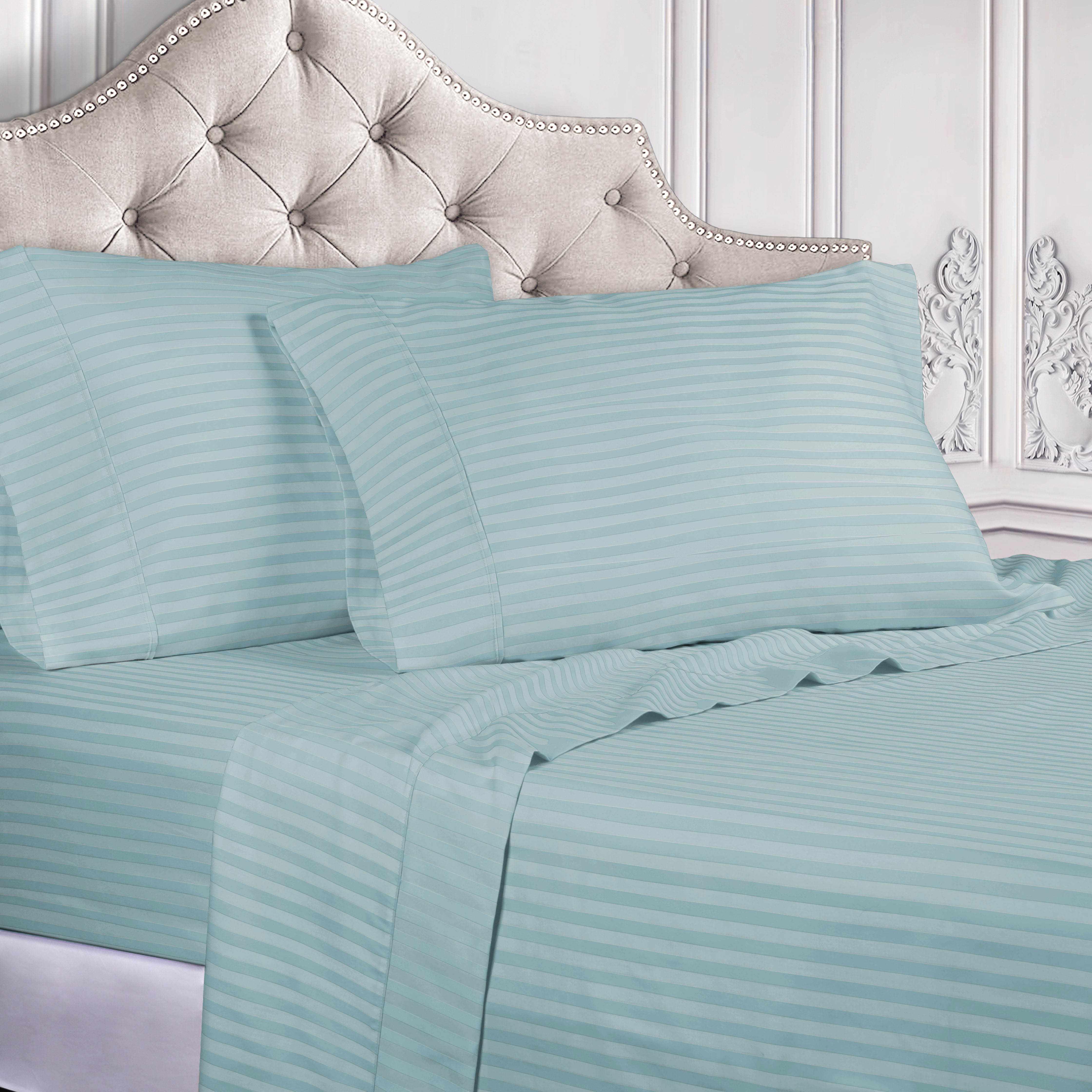 Premium Egyptian Cotton 300 Thread Count Sheet Set - Deep Pocket Fitted, Flat & Pillowcases - Soft Luxury Bedding for Master Bedroom or Guest Room