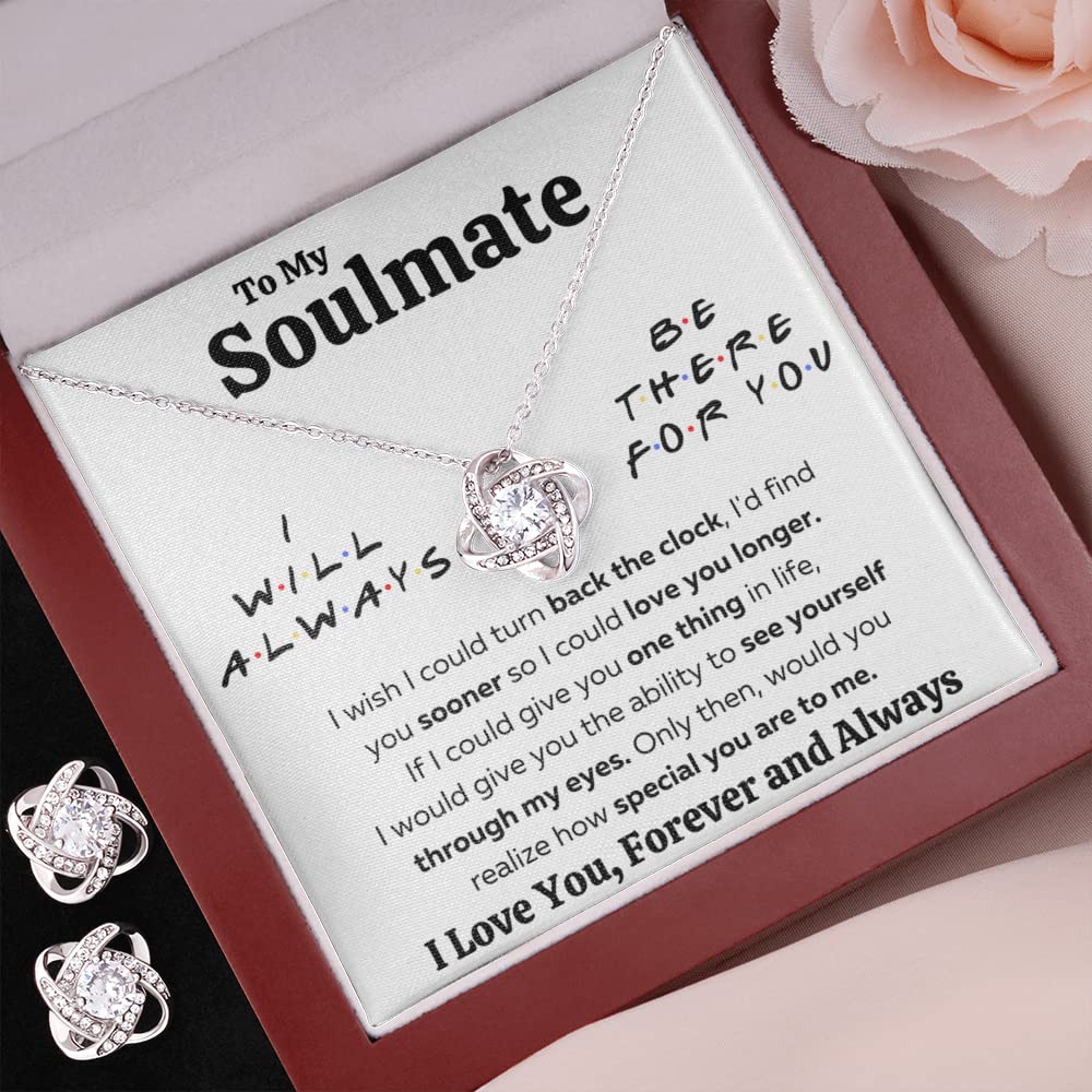 Personalized 'To My Soulmate' Stainless Steel Necklace with Cubic Zirconia - Romantic Jewelry Gift for Wife, Girlfriend, or Future Wife - Includes Message Card & Gift Box - Perfect for Birthday, Christmas, Anniversary & Valentine's Day - Express Your Love with This Meaningful Pendant