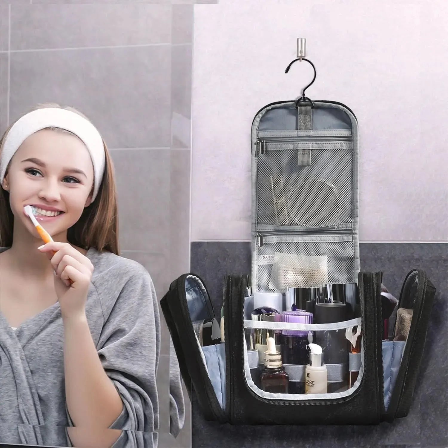 Premium Atlas Travel Hanging Toiletry Bag - Waterproof Cosmetic Organizer for Men & Women - Perfect for Camping, Gym, Business Trips & Air Travel