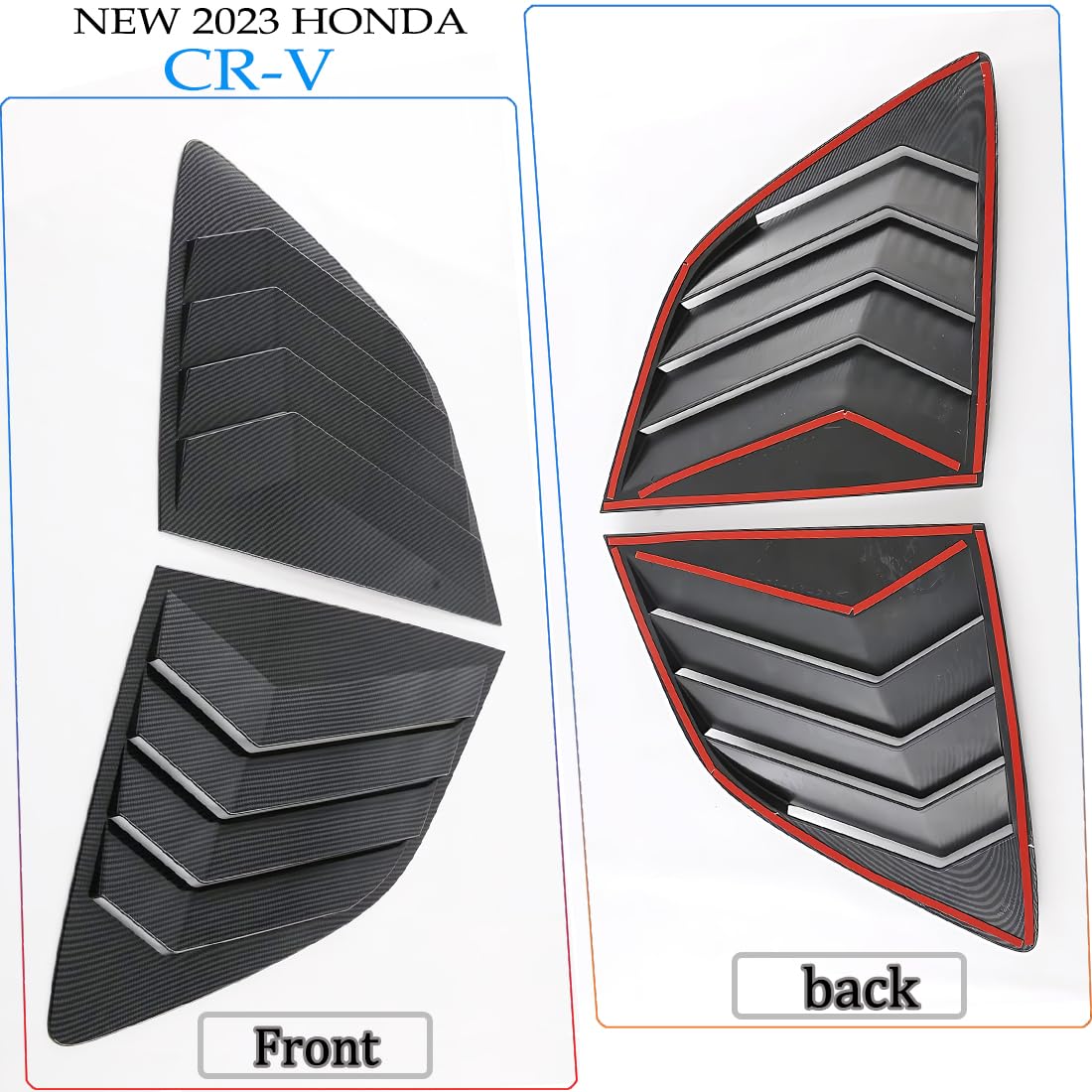 2Pcs Rear Side Window Louvers Air Vent Scoop Shades for Honda CRV CR-V 2023 2024 2025 - ABS Carbon Fiber Style Interior Accessories | Sporty Upgrade & Sun Protection for SUV Windows