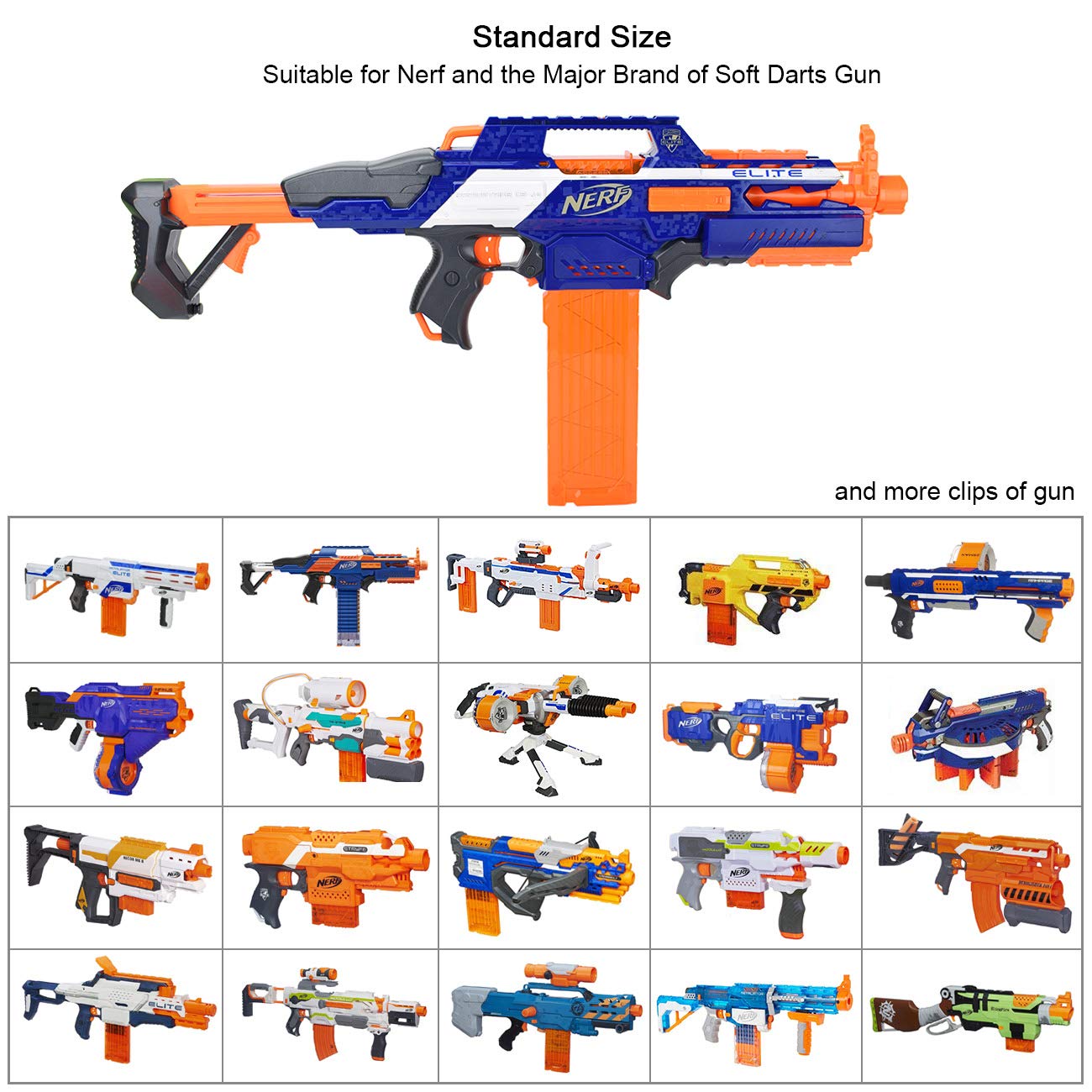 Soft Bullet Clips 18-Darts Quick Reload Magazine for Nerf Toy Dart Guns - 4 Pack Transparent Orange - Perfect for Nerf Battles, Target Practice & Kids Outdoor Play
