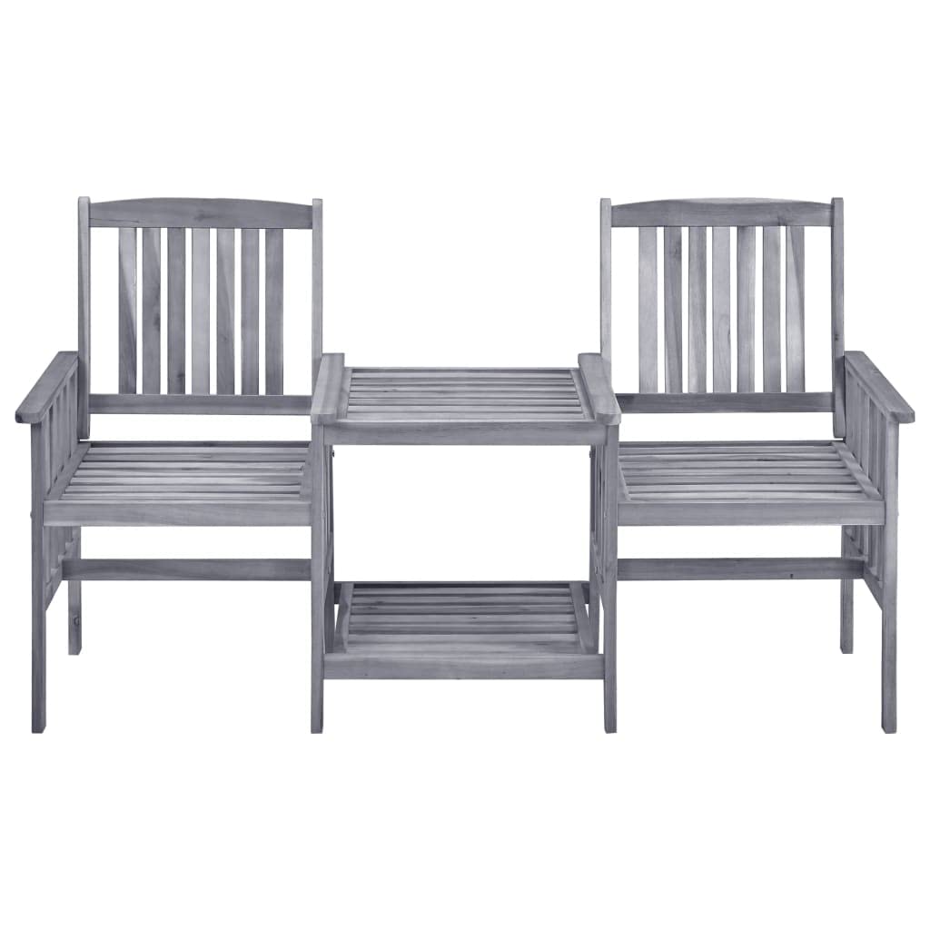 Rustic Acacia Wood Garden Chairs with Tea Table - Farmhouse Outdoor Furniture Set, Sturdy Gray Wash Finish for Patio, Deck or Backyard | Perfect for Relaxing, Entertaining and Outdoor Dining
