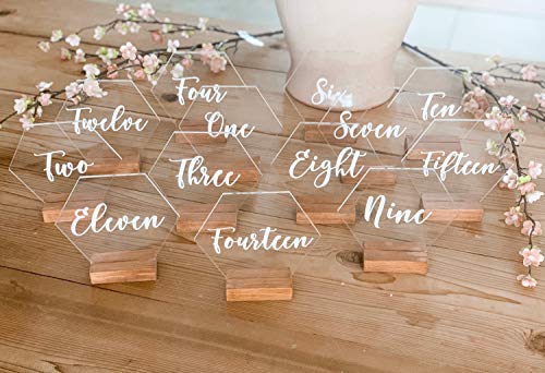 Hexagon Acrylic Table Numbers 1-10 - Modern Geometric Wedding Table Decor, Plexiglass Table Numbers for Reception, Anniversary & Special Events - Elegant & Durable Wedding Signage