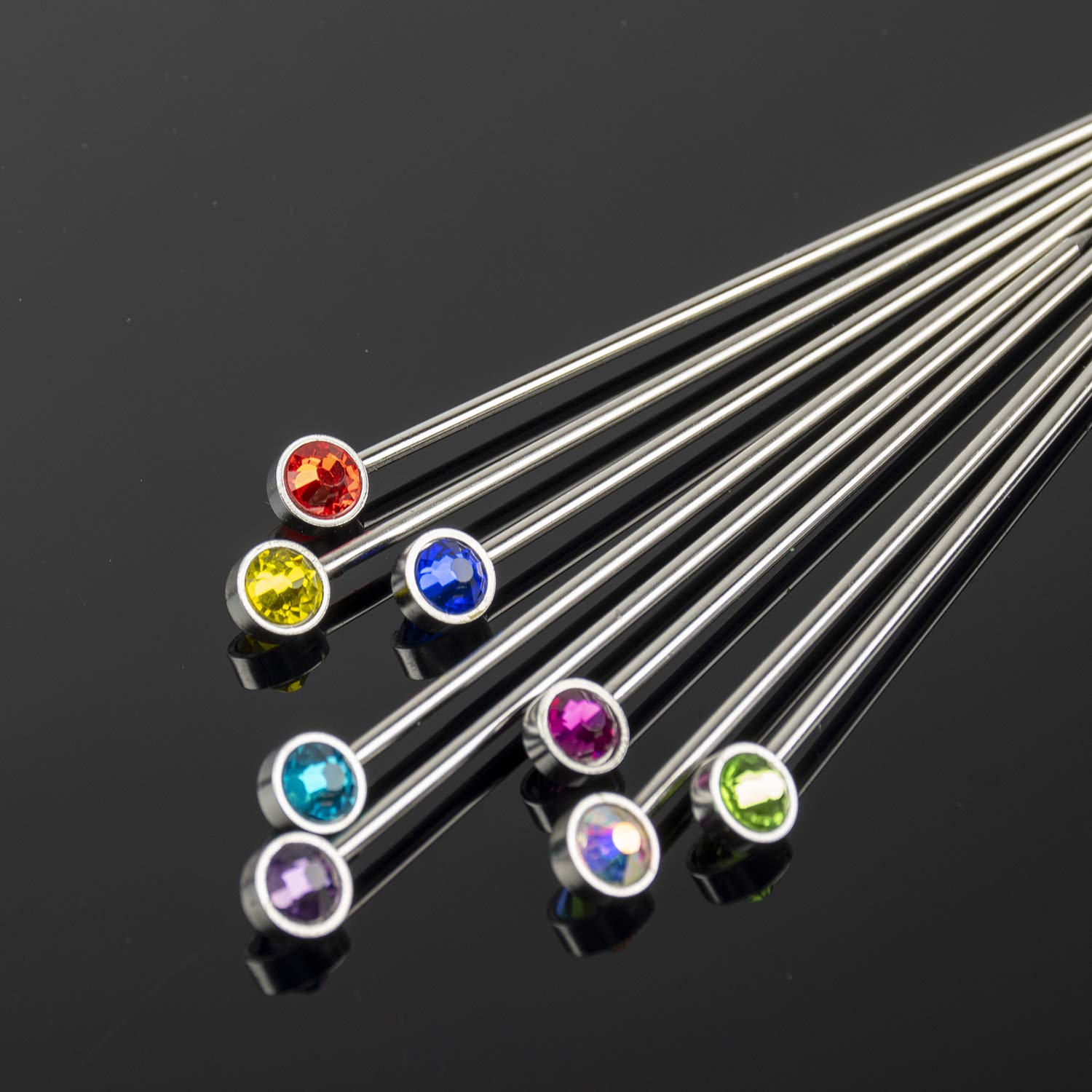 Prince of Scots 8-Piece Crystal Cocktail Pick Set with Bright Gems - Elegant Drink Stirrers for Martini, Whiskey & Cocktail Parties, Home Bar Accessories