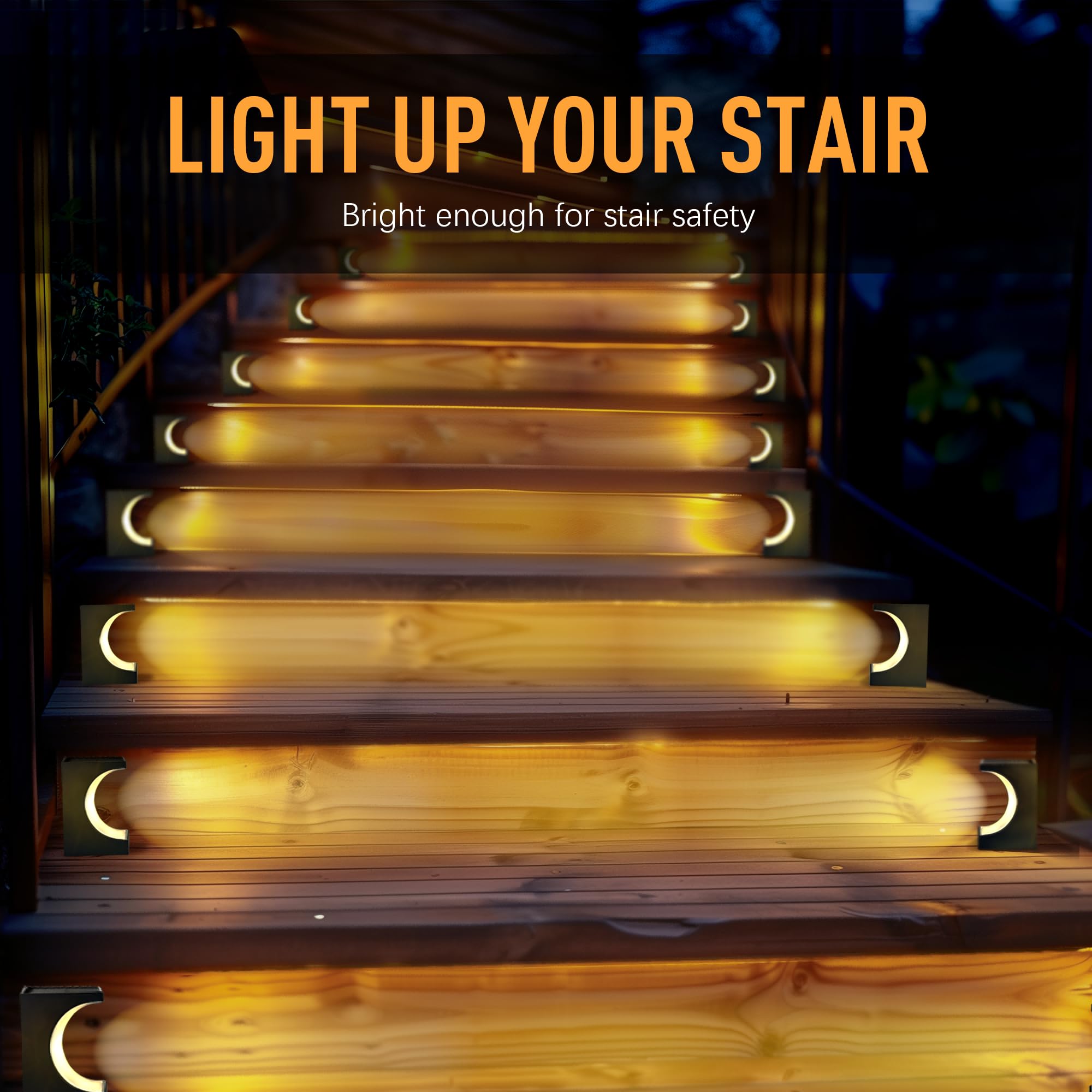 Solar Powered LED Step Lights for Outdoor Stairs - Waterproof Deck Lighting for Porch, Patio & Garden Pathways (Warm White, 2 Pack) - Perfect for Nighttime Safety and Landscape Decoration