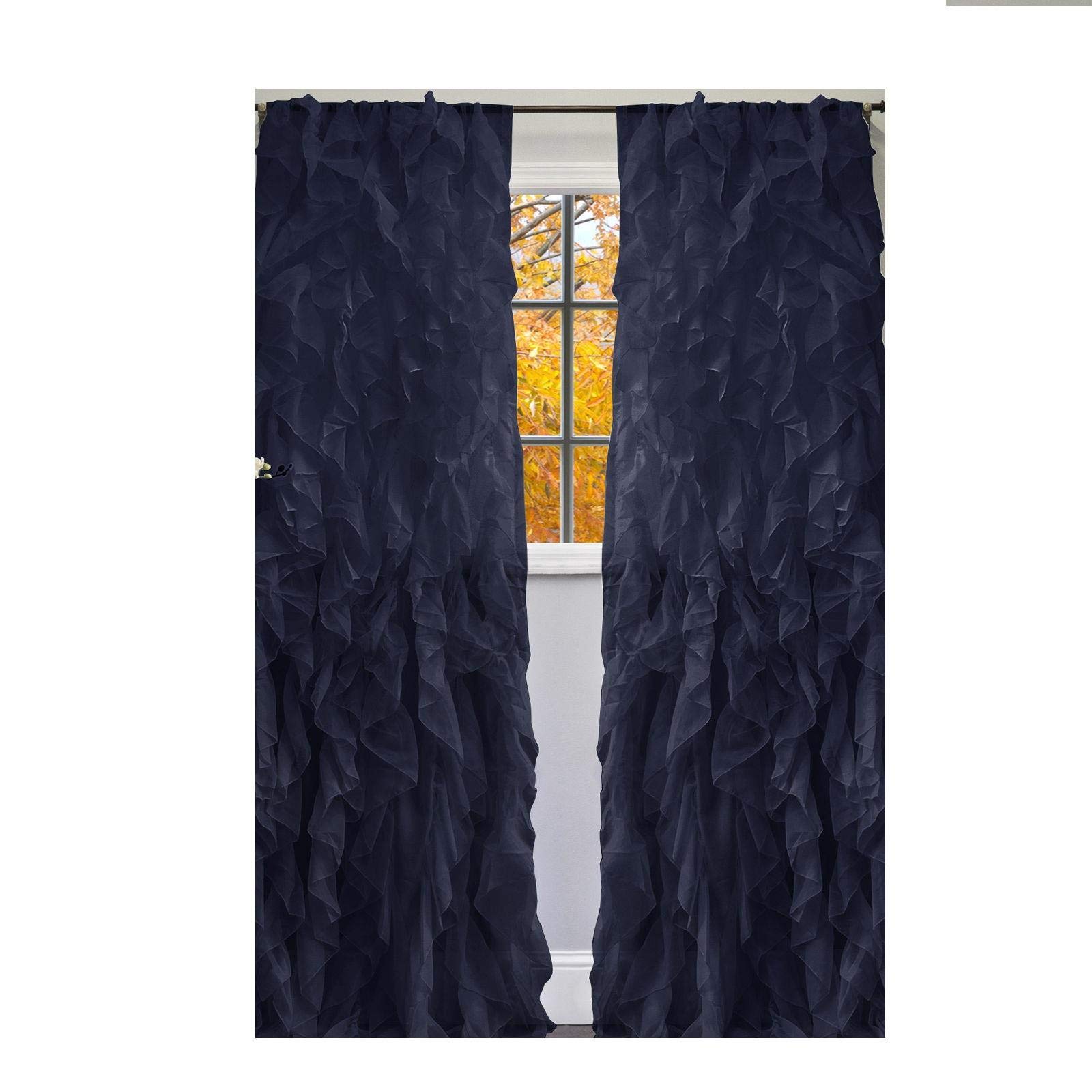 Chic Sheer Voile Vertical Ruffled Tier Window Curtain Panel 108x50 Inches - Elegant Room Decor for Bedroom & Living Room, Light Filtering Short Curtains for Windows, Perfect for Privacy & Soft Natural Lighting