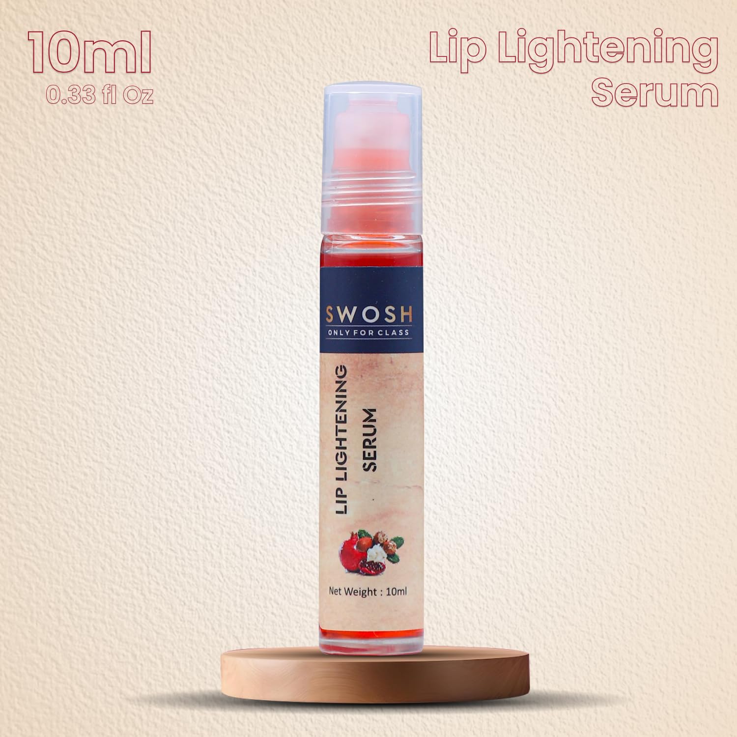 SWOSH Lip Lightening Serum Roll On 10ml - Dark Lip Treatment with Lemon Oil for Pink, Soft & Plump Lips | Hydrating Lip Care for Men & Women | Perfect for Daily Use, Night Care & Makeup Prep