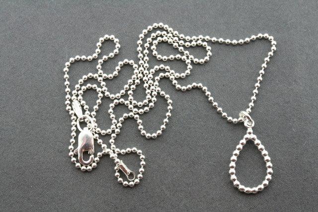 Elegant Beaded Teardrop Pendant Necklace - 45cm Sterling Silver Ball Chain for Women - Perfect for Gifts, Parties & Everyday Wear