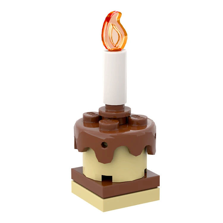 LEGO Chocolate Birthday Cake Candle Set - MiniMOC Layered Cake Building Kit for Kids & Adults | Perfect for Birthday Parties, DIY Gifts & LEGO Collections