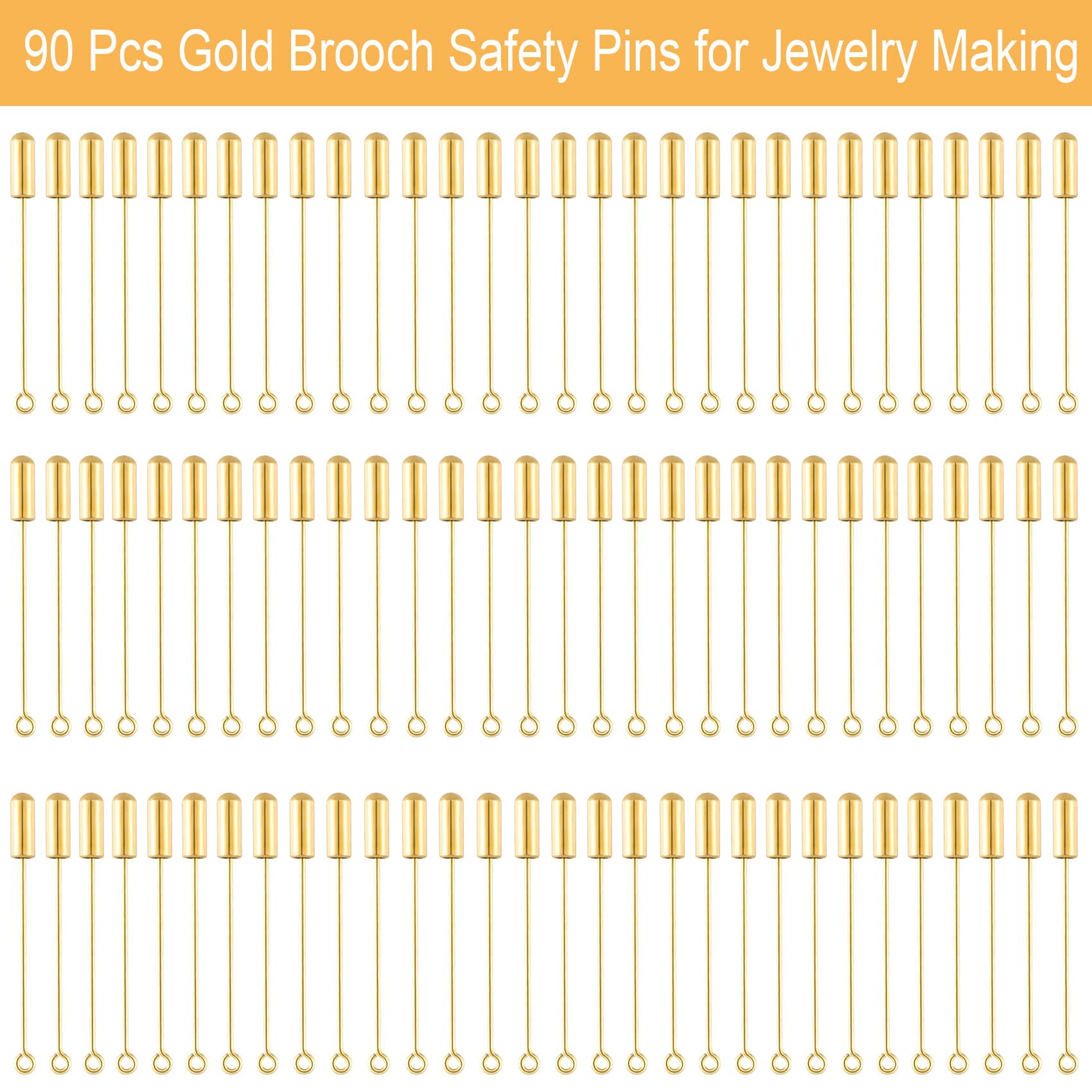 90pcs Boutonniere Pins with Cap, 1.77 Inch Copper Stick Pins for Wedding Bouquets, Corsages, Jewelry Making - Antique Gold Eye Pins with Clutches (4.5cm) - Perfect for DIY Crafts, Floral Arrangements & Bridal Accessories