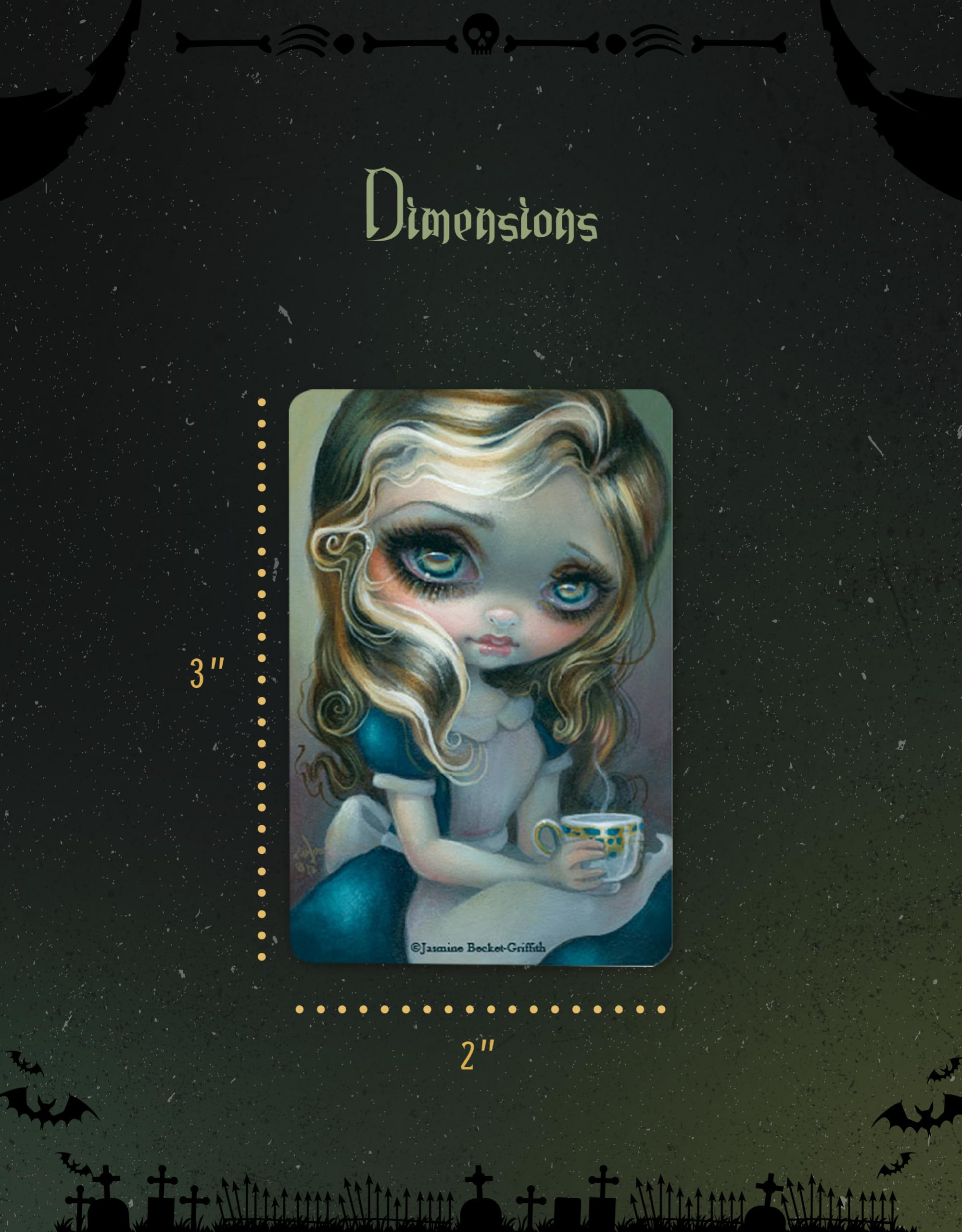 Gothic Fairy Tale Alice's Adventure Wood Magnet - Laser-Cut, UV-Coated 2”x3” Decorative Fridge Magnet by Jasmine Becket-Griffith | Arcane Vault Collection (1230-LM) - Perfect for Home, Office & Gift Giving