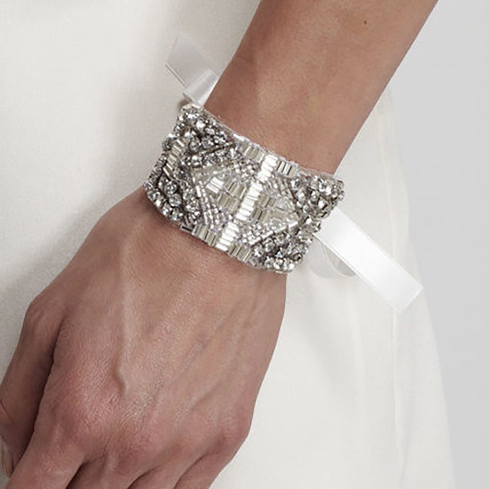 Pia Art Deco Cuff Bracelet - Vintage Inspired Handmade Jewelry for Women - Perfect for Parties, Weddings & Special Occasions