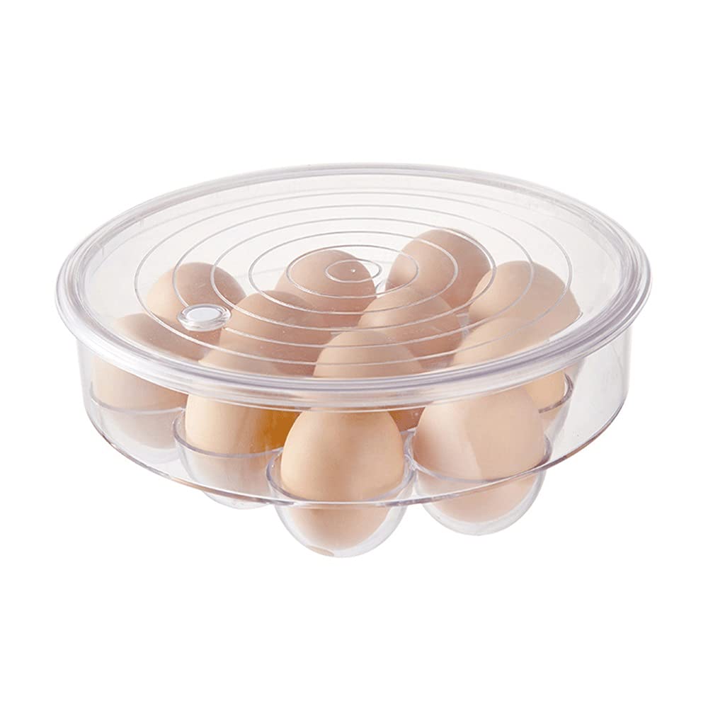 HOLPPO Clear Round Egg Storage Container with Lid - Refrigerator Egg Holder, Transparent Egg Tray for Farm Fresh Eggs - Perfect for Kitchen Organization, Refrigerator Storage & Farmhouse Decor (Color: Clear)