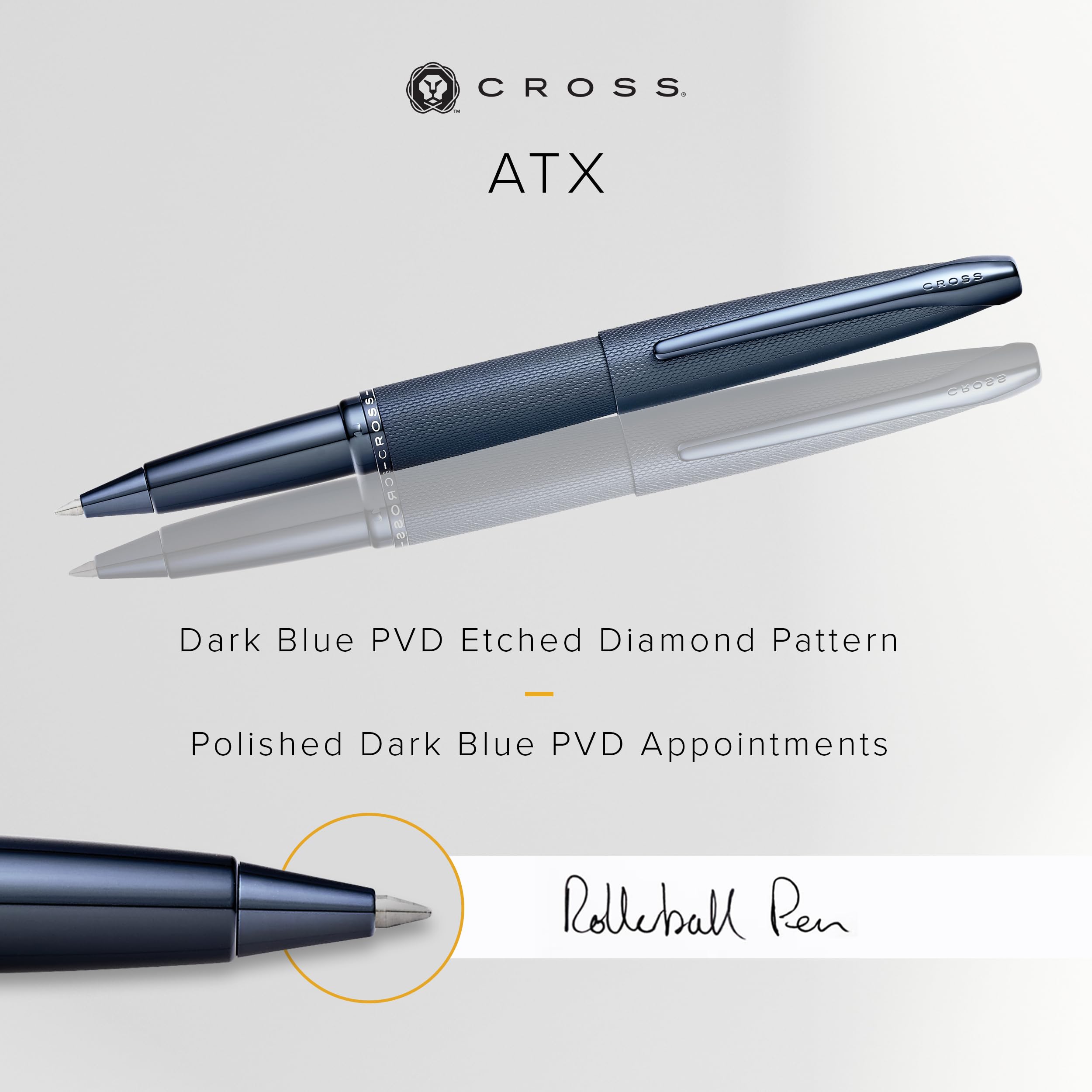 Refillable Gel Ink Rollerball Pen - Cross ATX Medium Point Dark Blue Writing Pen with Premium Gift Box | Perfect for Office, School, Journaling & Signature Writing