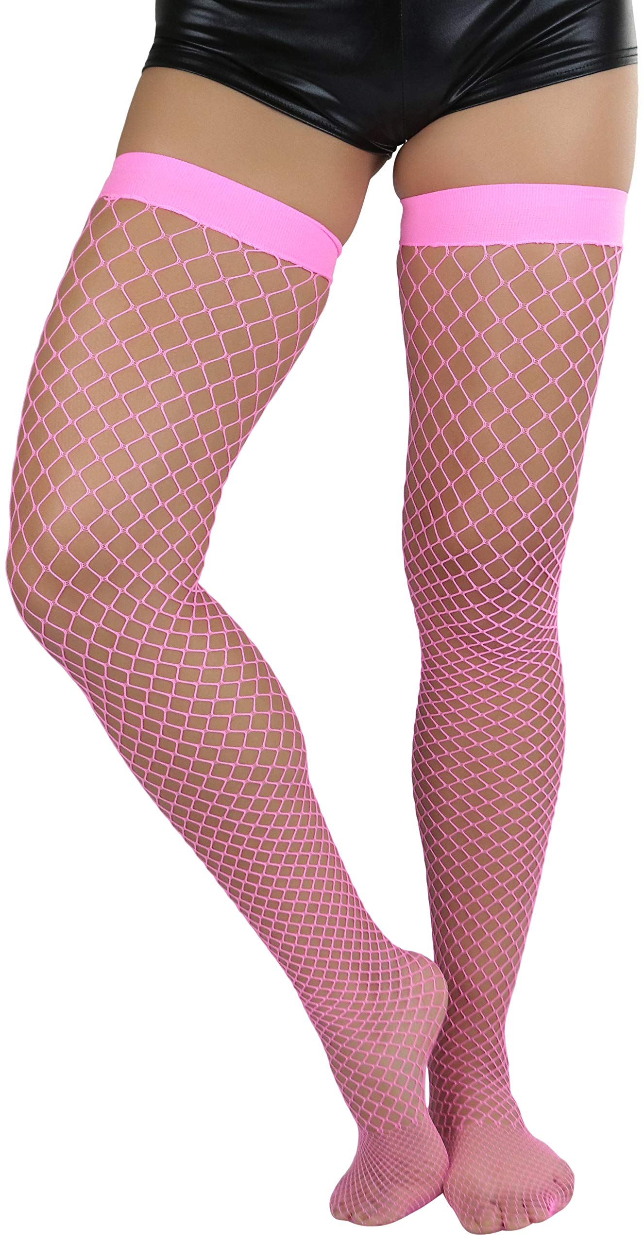 ToBeInStyle Women’s Bright & Vibrant Fishnet Thigh High Stockings - Sexy Fashion Hosiery for Parties, Cosplay & Night Out