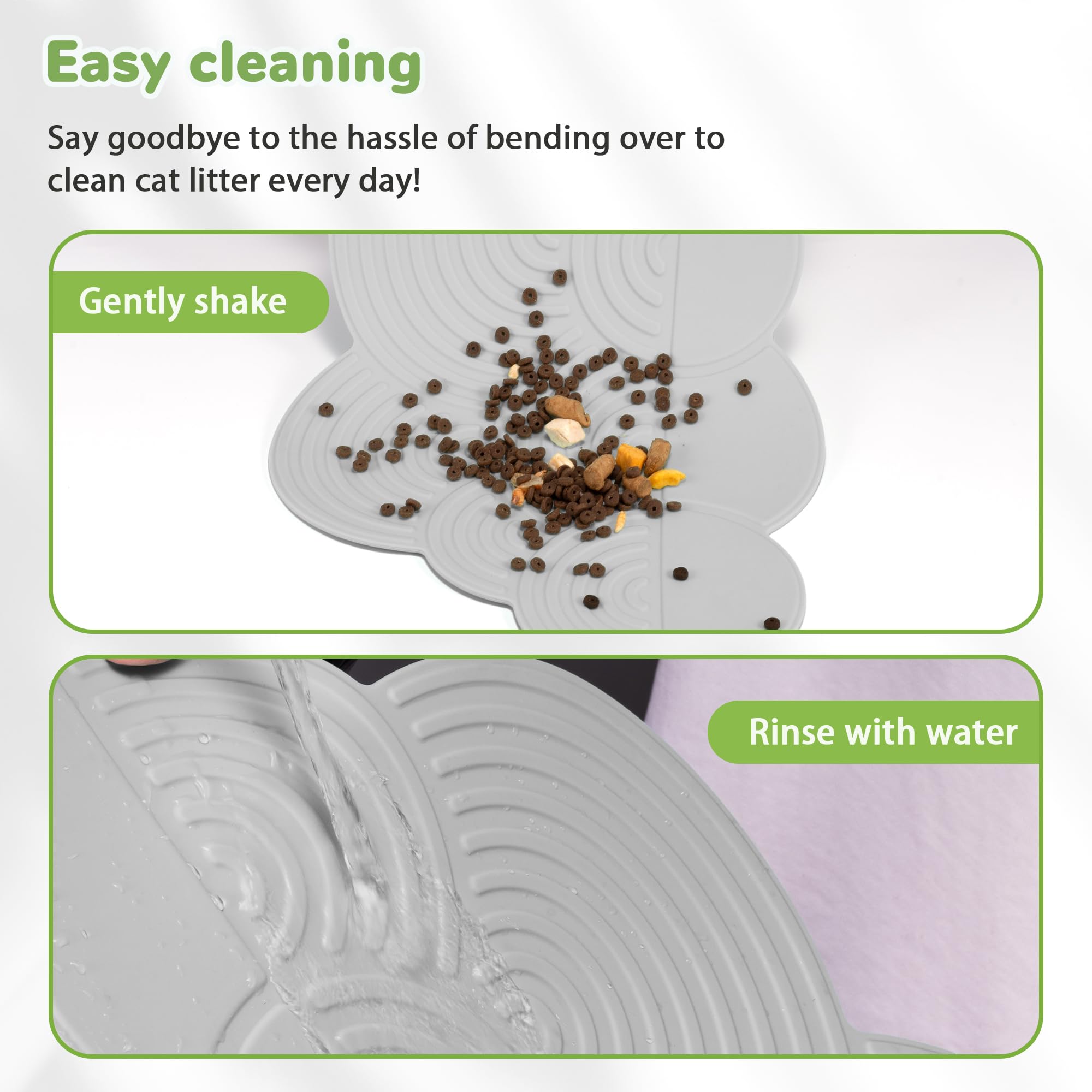 Li&Zhao Waterproof Pet Food Mat - Non-Slip Dog & Cat Feeding Mat, Durable Bowl Placemat for Floors, Easy Clean Spill-Proof Pet Dining Mat (Grey) - Perfect for Messy Eaters & Kitchen Floor Protection