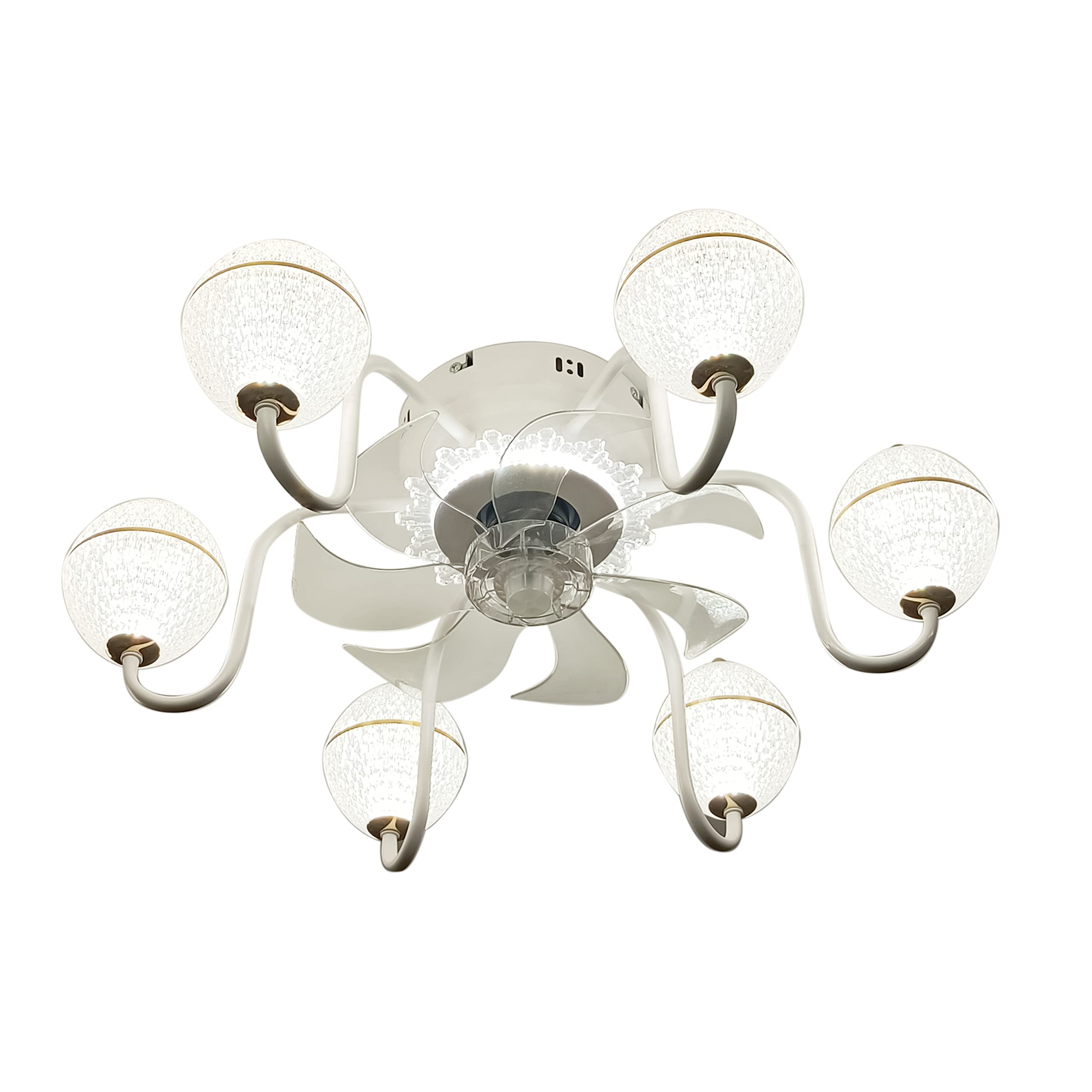 Scolii Classic Bladeless Ceiling Fan with Lights - Remote Control, Low Profile Flush Mount, 6 Heads, Dimmable LED Lighting, 6 Speed Settings, Reversible Motor - Perfect for Bedroom, Office, Living Room, Shop & Restaurant | Modern Cooling Solution for Home & Commercial Spaces