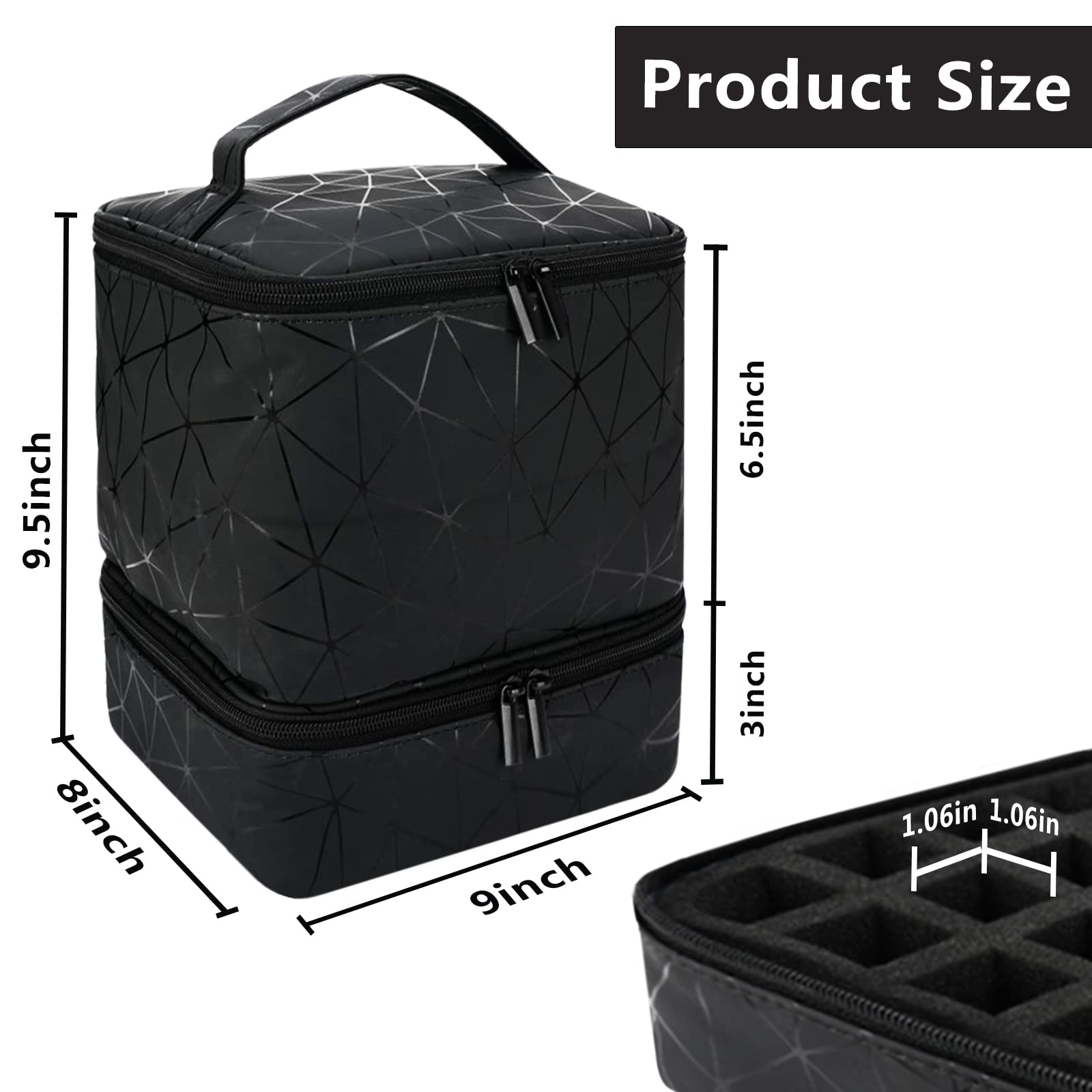 30-Slot Nail Polish Organizer Case with LED Light & Detachable Double Layers - Portable Travel Nail Art Storage for 30 Bottles - Perfect for Salon Professionals & DIY Nail Artists at Home or On-the-Go