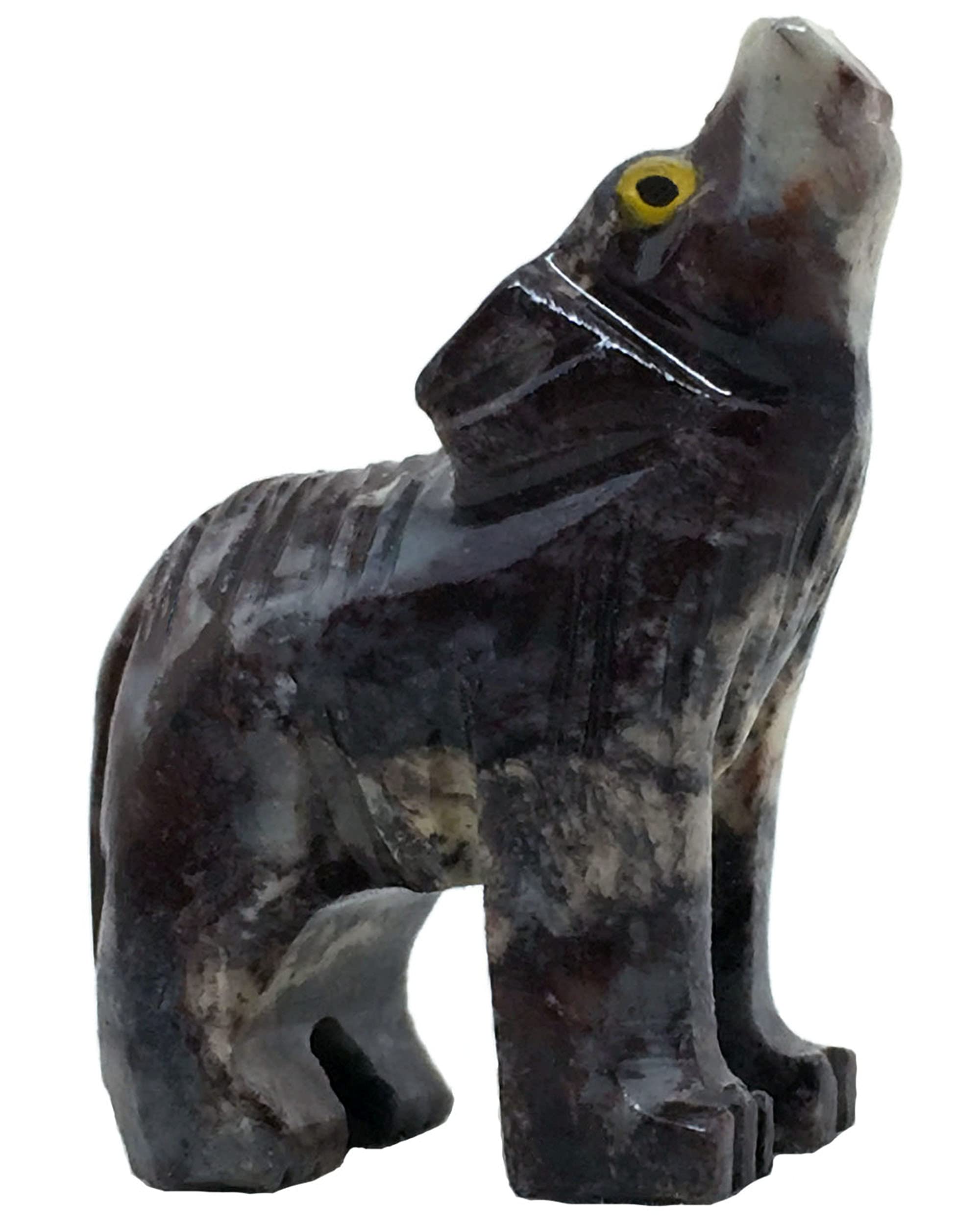 1.5 Inch Wolf Natural Soapstone Hand-Carved Animal Charm Totem - Spiritual Stone Carving Figurine for Home Decor, Meditation & Native American Art Collection