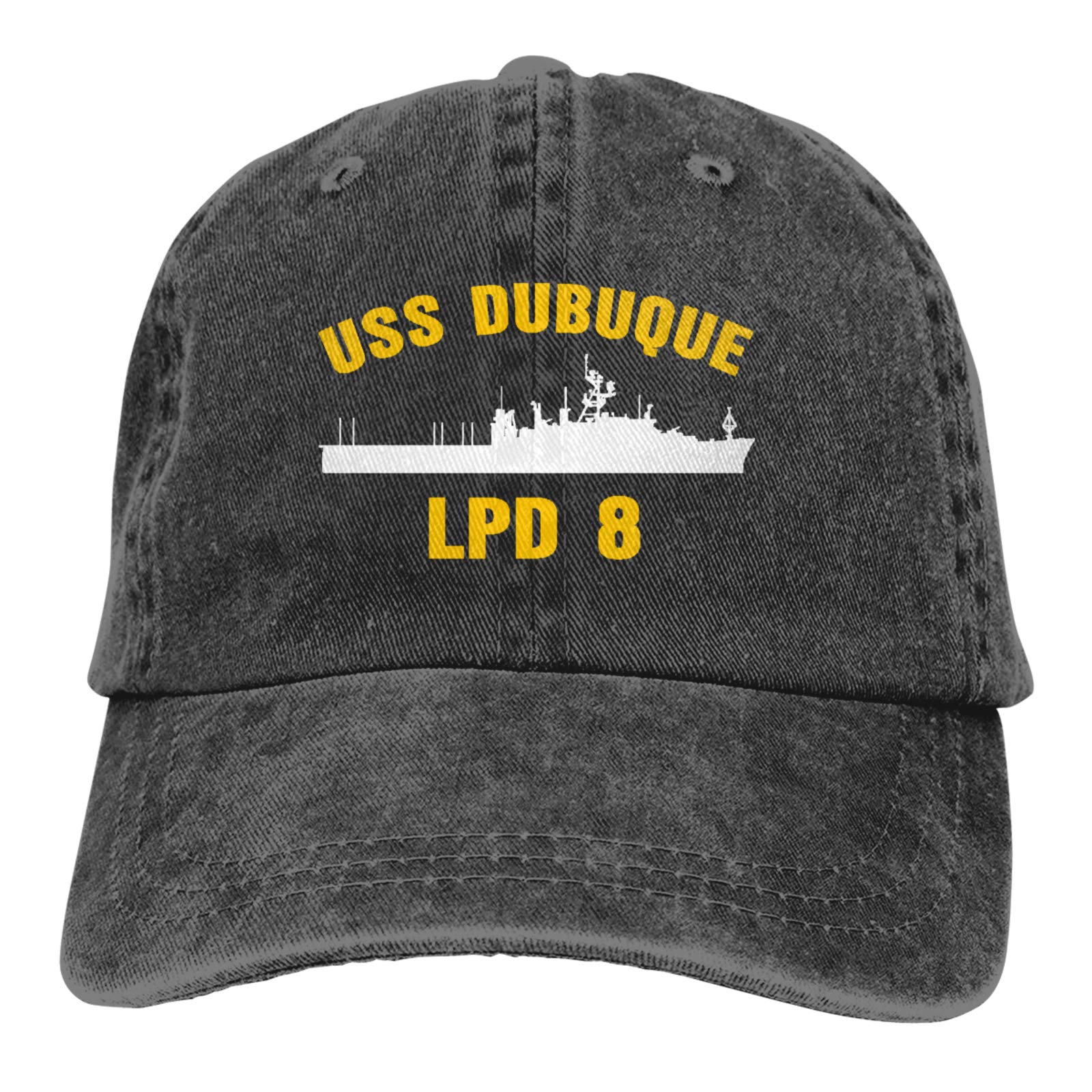 USS Dubuque LPD-8 Navy Baseball Cap - Vintage Denim Dad Hat for Men - Adjustable Cotton Trucker Hat for Military Enthusiasts - Perfect for Veterans Day, Navy Reunions & Patriotic Events
