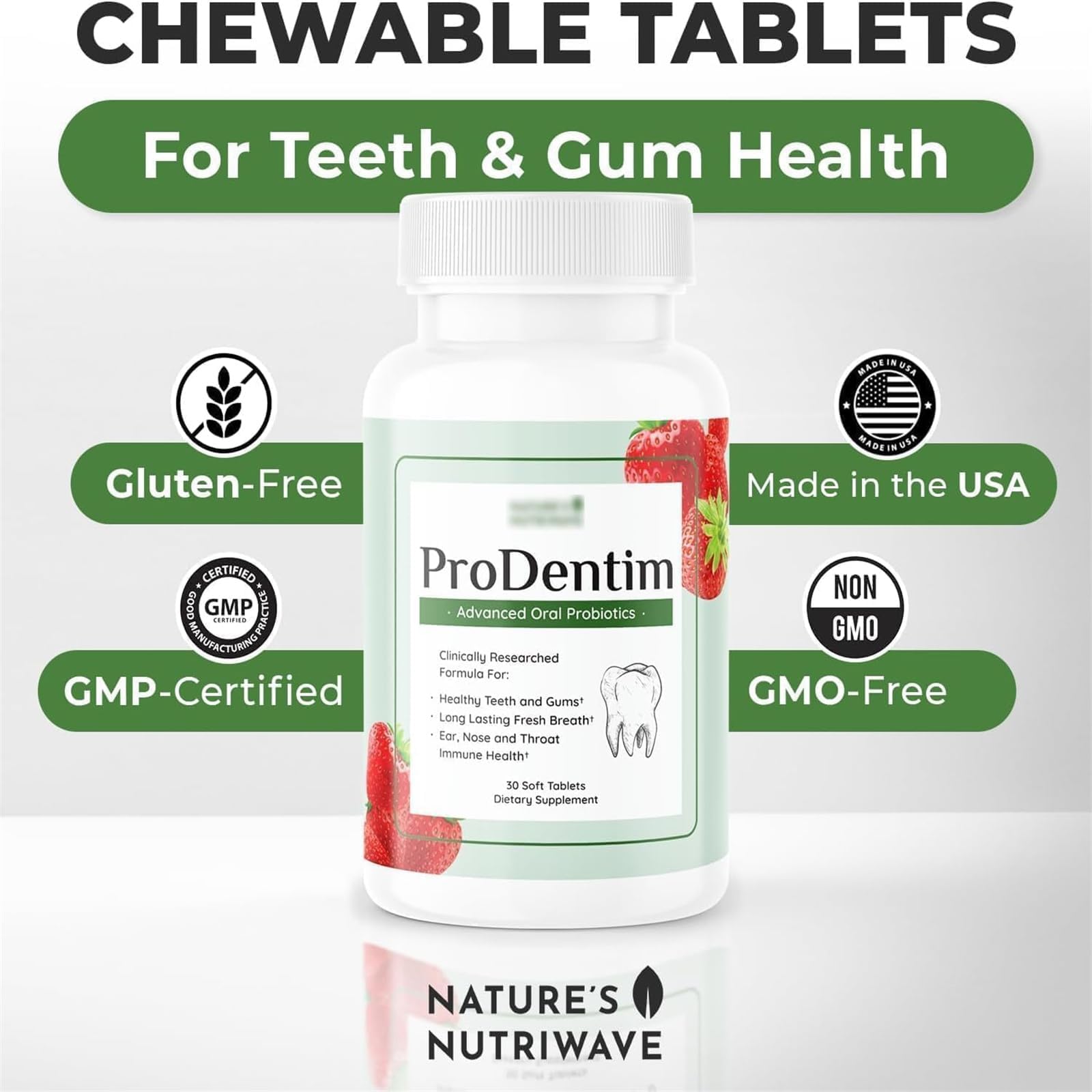 Prodentim Chewable Dental Probiotic - 30 Tablets for Gums & Teeth Health, Fresh Breath with 3.5 Billion Advanced Oral Probiotics | Supports Oral Hygiene, Fights Bad Breath | Ideal for Daily Dental Care & Travel